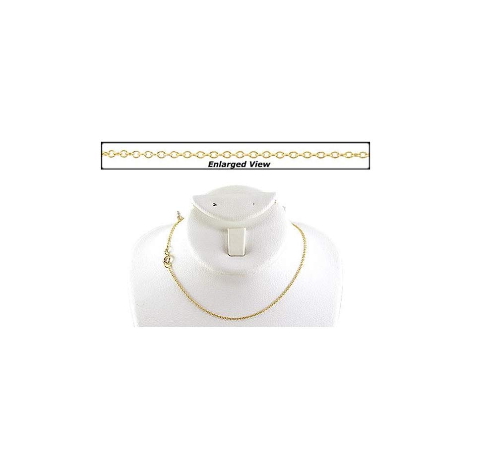 18K Solid Yellow Gold Round Cable Chain Necklace - Dainty Minimalist Jewelry Gift for Women - 16