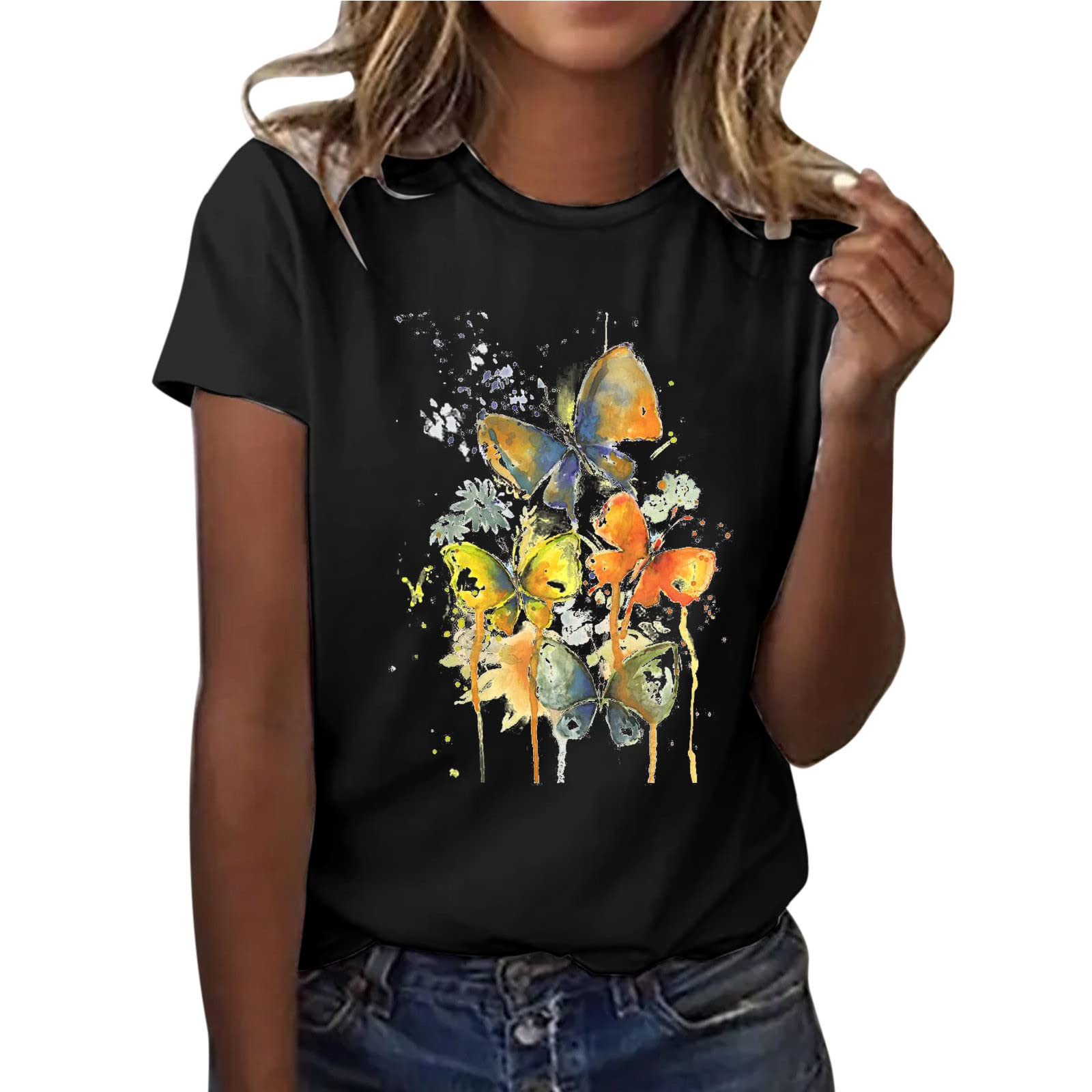 UBST Women's Casual Print Short Sleeve T-Shirt - Summer Comfort Tee for Outdoors & Travel