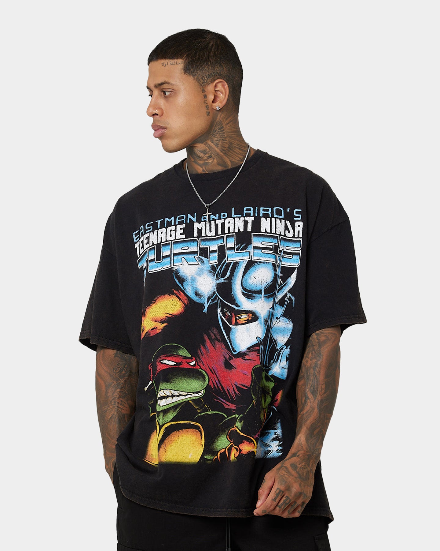 Vintage Teenage Mutant Ninja Turtles Shredder Graphic T-Shirt - Black Washed Cotton Tee for TMNT Fans, Cosplay & Retro Gaming Outfits