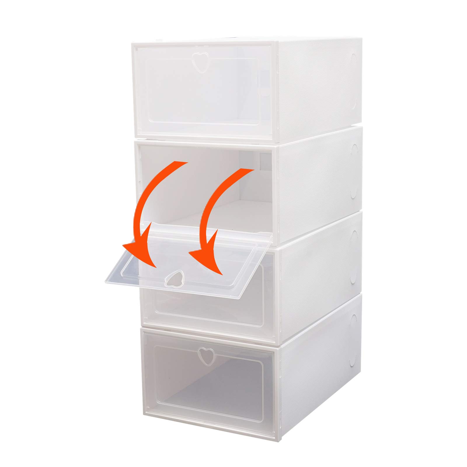 WOQLIBE 20 Pack Clear Plastic Shoe Storage Boxes with Lids - Stackable Shoe Organizer for Closet, Men & Women - Perfect for Sneaker Collection, Boot Storage, and Home Organization