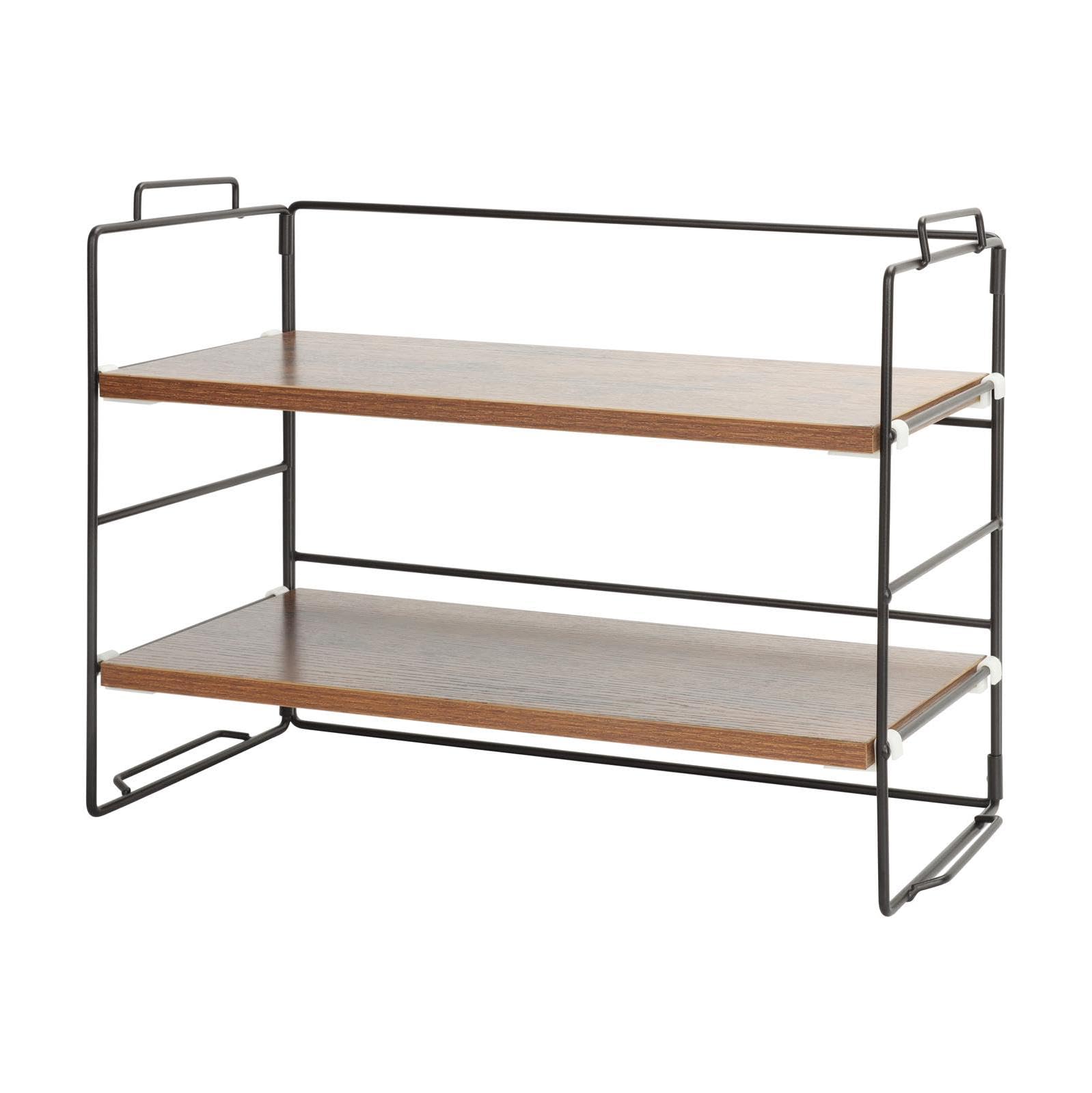 Premium Wooden Desk Organizer - 2-Tier Adjustable Stackable Desktop Shelf for Office Supplies, Books & Decor | Space-Saving Storage Solution for Home Office, Kitchen Counter & Bathroom | 15.75