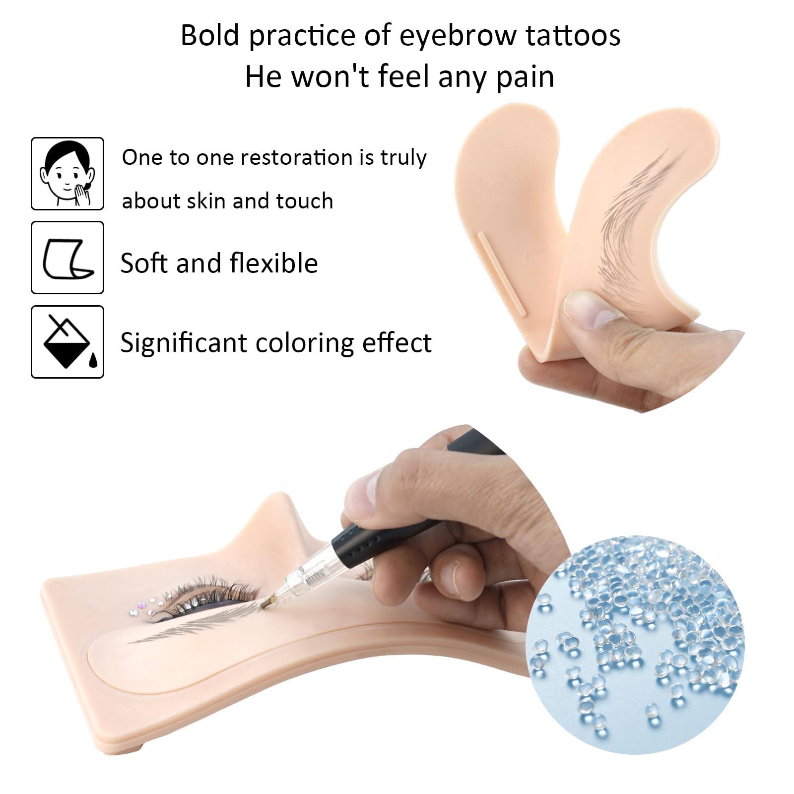 Permanent Eyebrow Tattoo Practice Skin - 6 Replaceable Silicone Sheets for Microblading & Microshading Training | Realistic Fake Skin for Eyebrow Makeup Practice | Perfect for Tattoo Artists & Beauty Salons (Yellow)