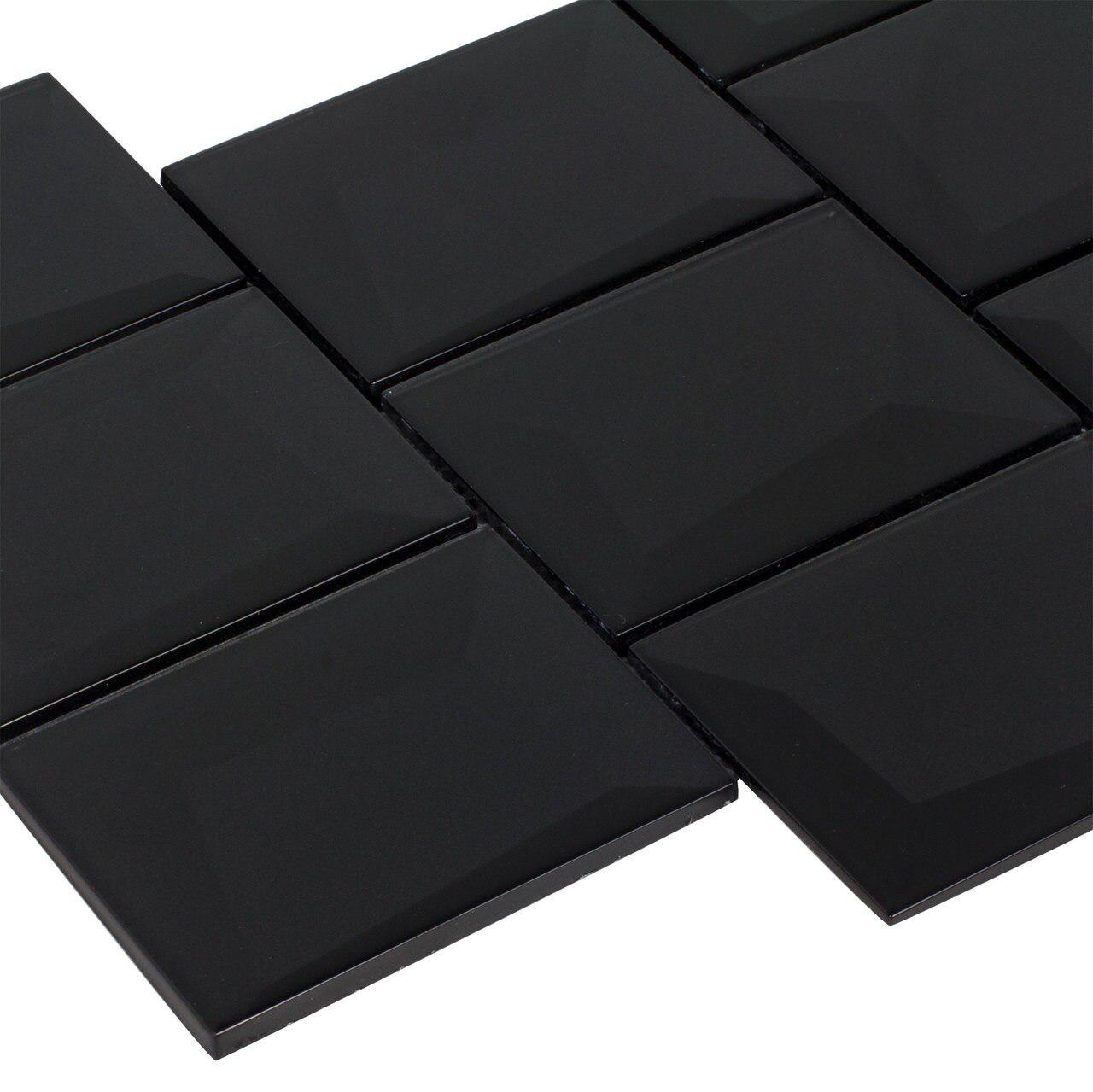 3D Dark Glass Wall Tiles for Bathroom & Kitchen Backsplash - Modern Decorative Mosaic Tiles for Home Renovation & Interior Design