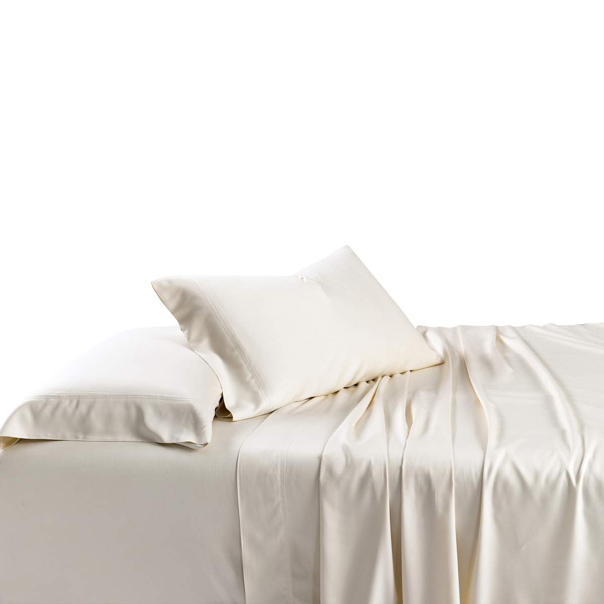 Abripedic 600-Thread-Count 100% Bamboo Viscose King Size Bed Sheet Set - Ultra Soft, Cooling & Breathable - Ivory - Perfect for Hot Sleepers & Luxury Bedroom Decor