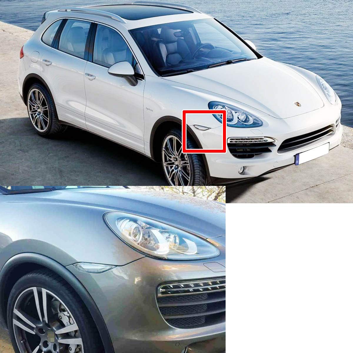 2011-2014 Porsche 958 Cayenne LED Side Marker Lights - Clear Lens Amber Turn Signal & Xenon White Running Lights | Waterproof Durable Replacement for Front Position Lights | Perfect for Night Driving & Car Customization