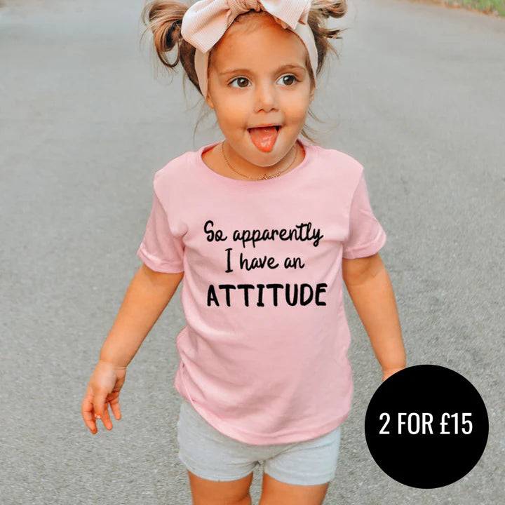 CLR Funny Attitude Kids Baby Pink T-Shirt - Cute & Sassy Outfit for Playdates, Parties & Everyday Wear
