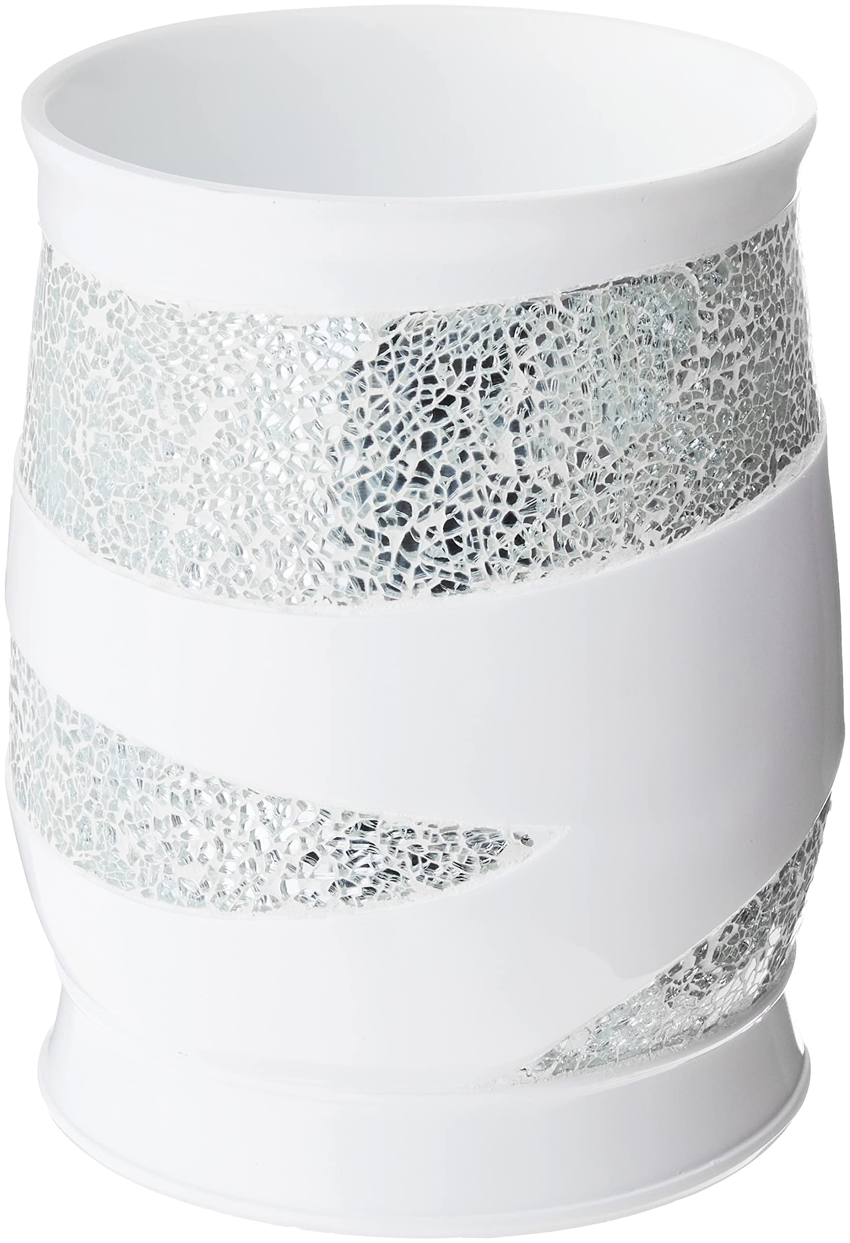 Modern Bath Waste Basket - Classic Contemporary Decorative Bathroom Trash Can with Beautiful Designs for Home Luxury Bath (White) | Perfect for Spa-Style Bathrooms, Hotel Decor & Upscale Home Bathroom Organization