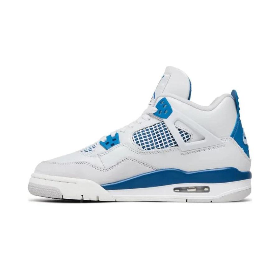 Air Jordan 4 GS Retro Military Blue Off White Neutral Grey Sneakers - Women's Basketball Shoes for Casual Wear & Street Fashion