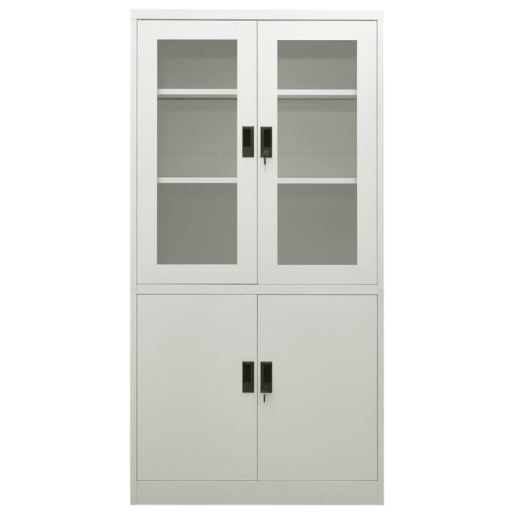 4-Door Steel Office Cabinet with 3 Adjustable Shelves - Light Gray Craft Organizer & Home Office Storage, 35.4