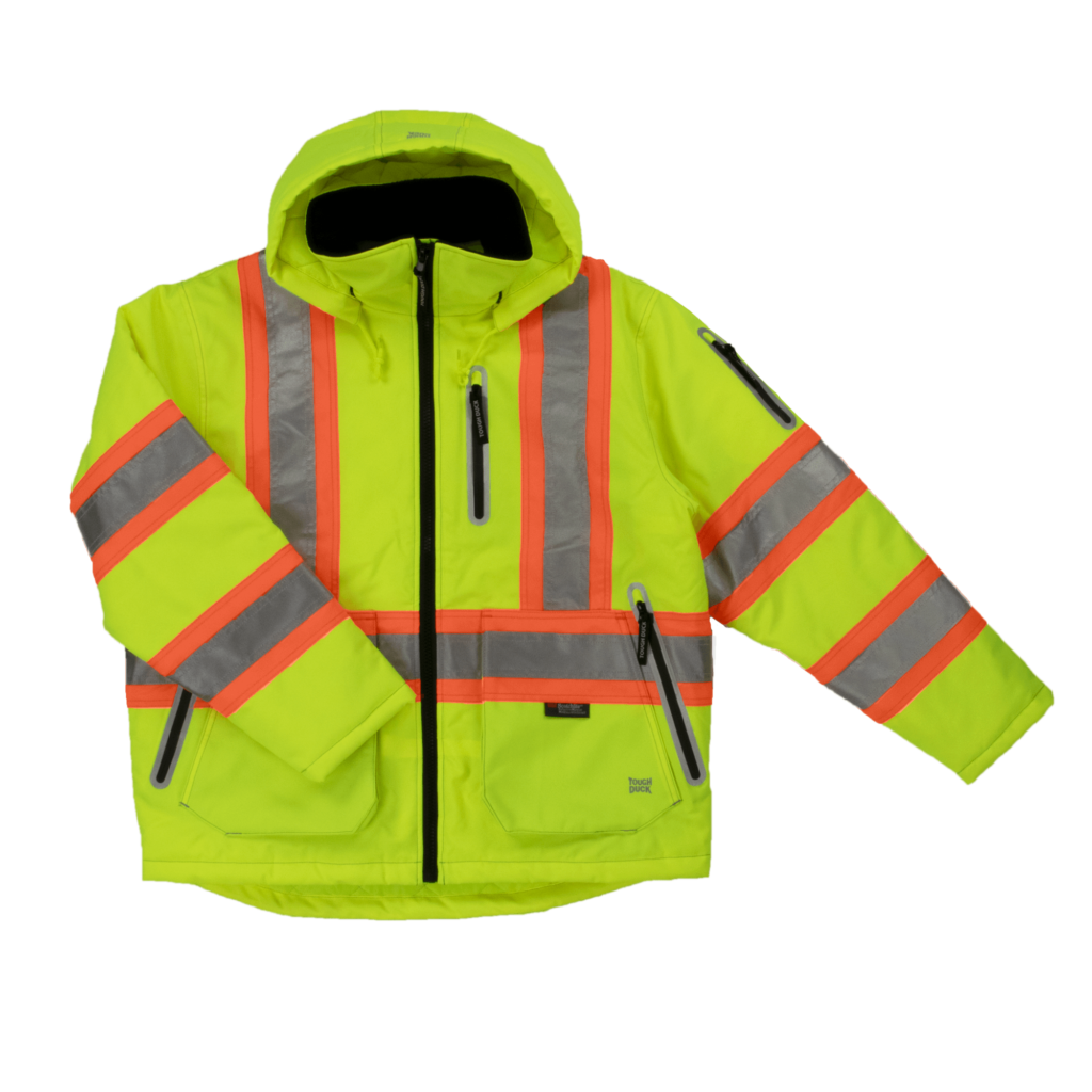 Tough Duck Flex Safety Jacket SJ40 - High Visibility Work Jacket for Construction & Outdoor Safety | Durable Reflective Workwear for Men