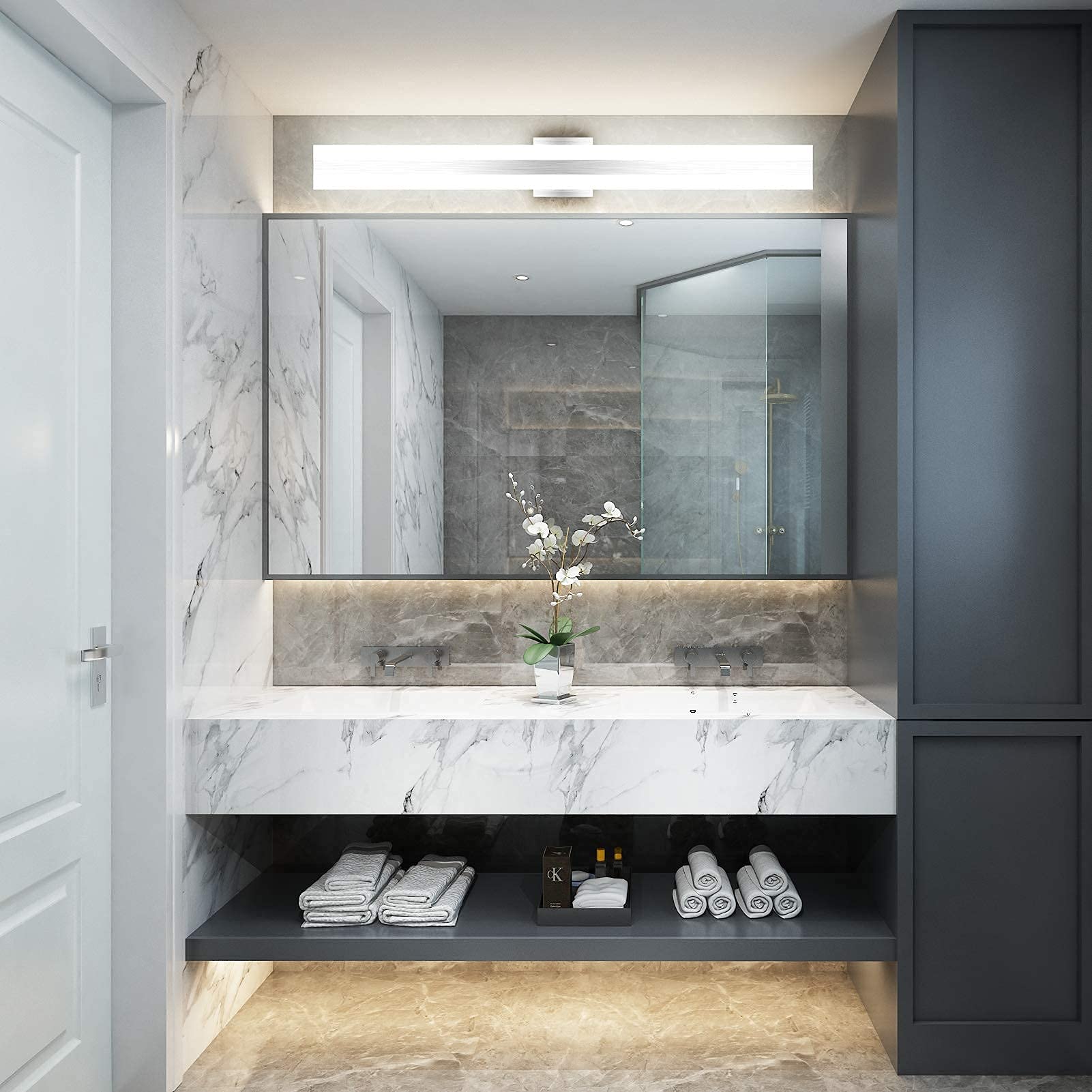 Aipsun Modern LED Vanity Light - Frosted White Acrylic Bathroom Mirror Light Fixture with Energy Saving Dimmable LEDs - Perfect for Bathroom, Dressing Room & Makeup Area Lighting