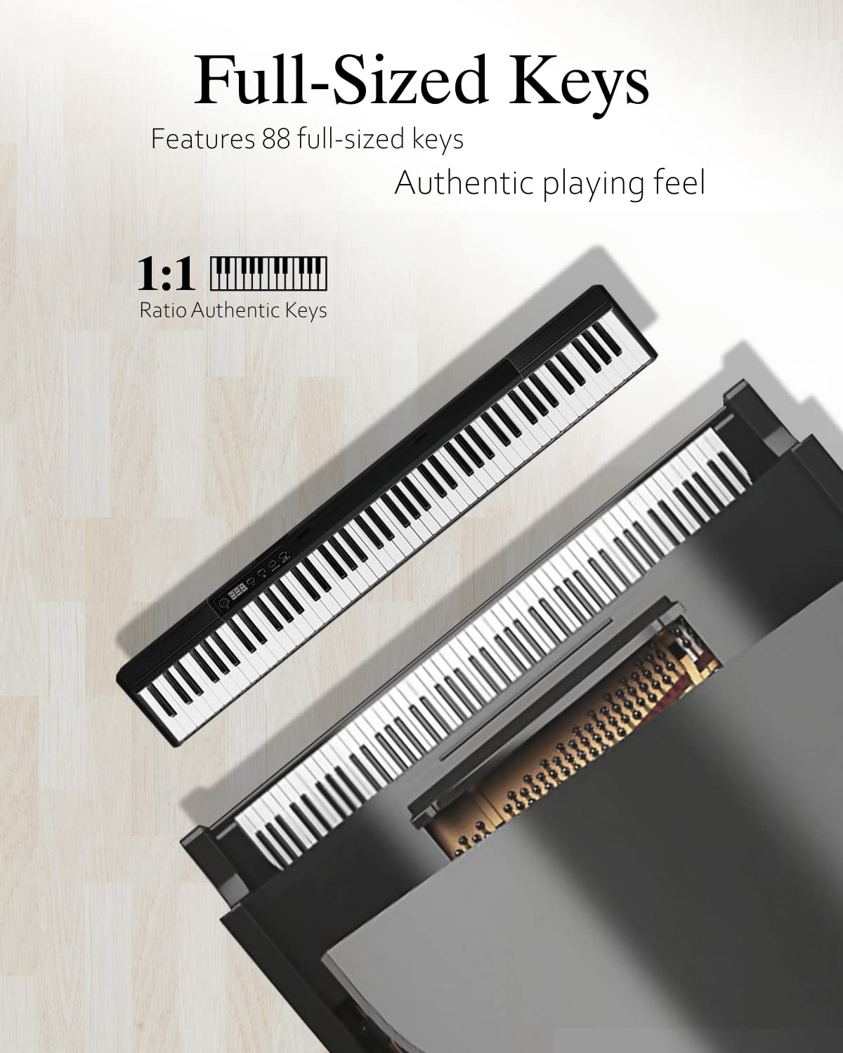 Longeye 88-Key Portable Digital Piano Set with Double-X Stand, Adjustable Bench, Carrying Case, Sustain Pedal & Headphones - Perfect for Home Practice, Studio Recording & Live Performances (Black)