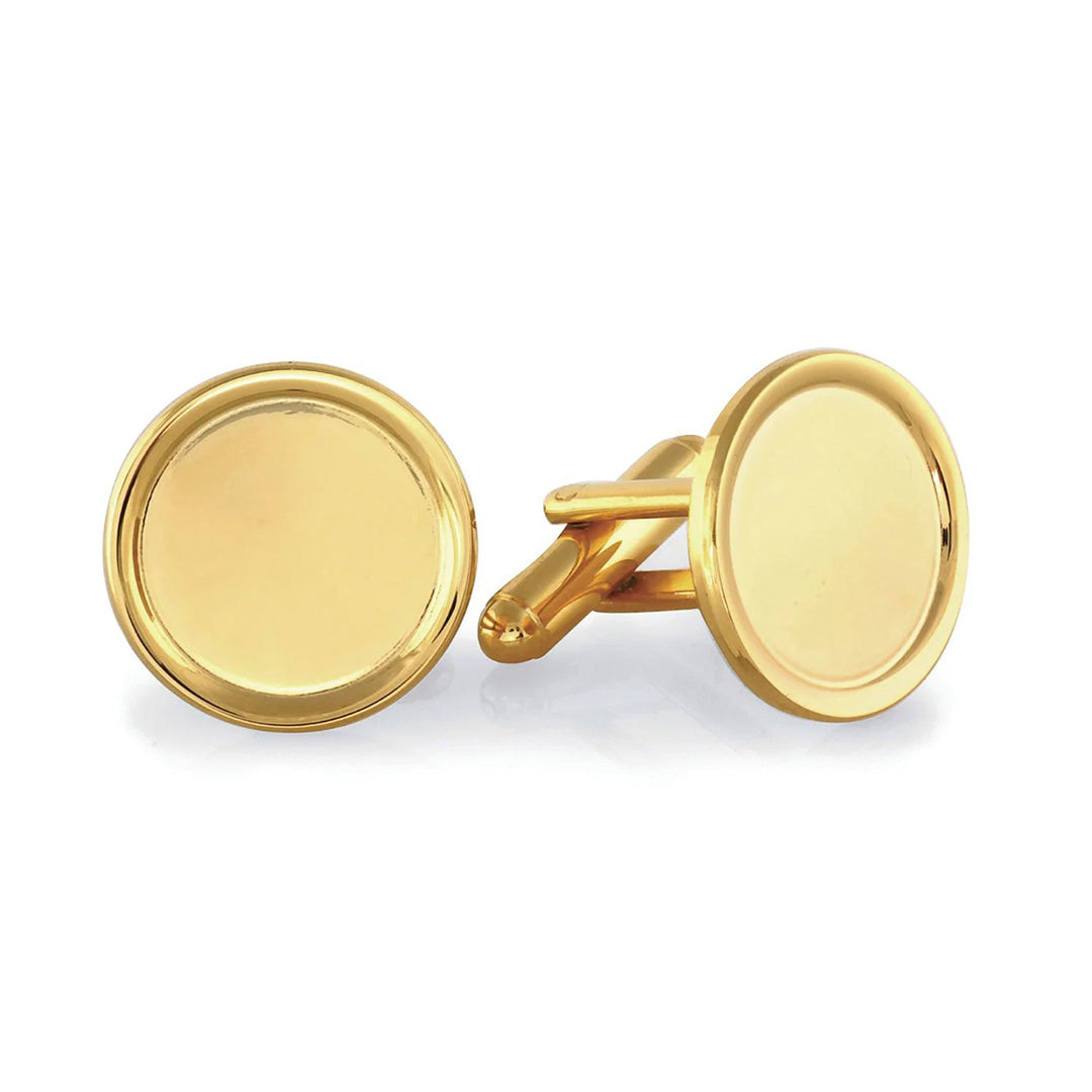 Elegant Gold Plated Polished Round Rim Cufflinks for Men - Perfect for Weddings, Business Meetings & Formal Events
