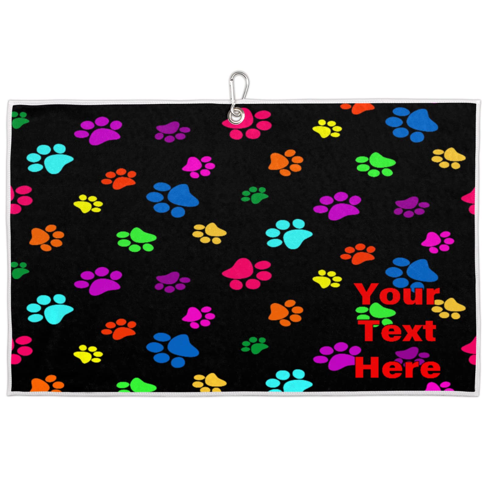 **Custom Personalized Dog & Cat Paw Print Golf Towel - Absorbent Microfiber with Clip for Golf Bags - Unique Golf Accessories for Men & Women - Perfect Gift for Pet Lovers & Disc Golf Enthusiasts - Ideal for Hot Days & Outdoor Sports**