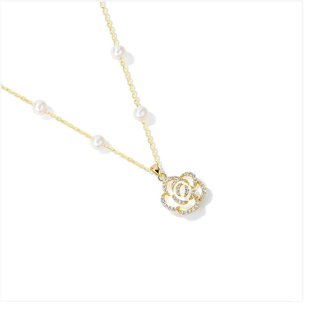 Elegant Classic Pearl Flower Pendant Chain Necklace for Women | HN2739 | Perfect for Weddings, Parties & Special Occasions