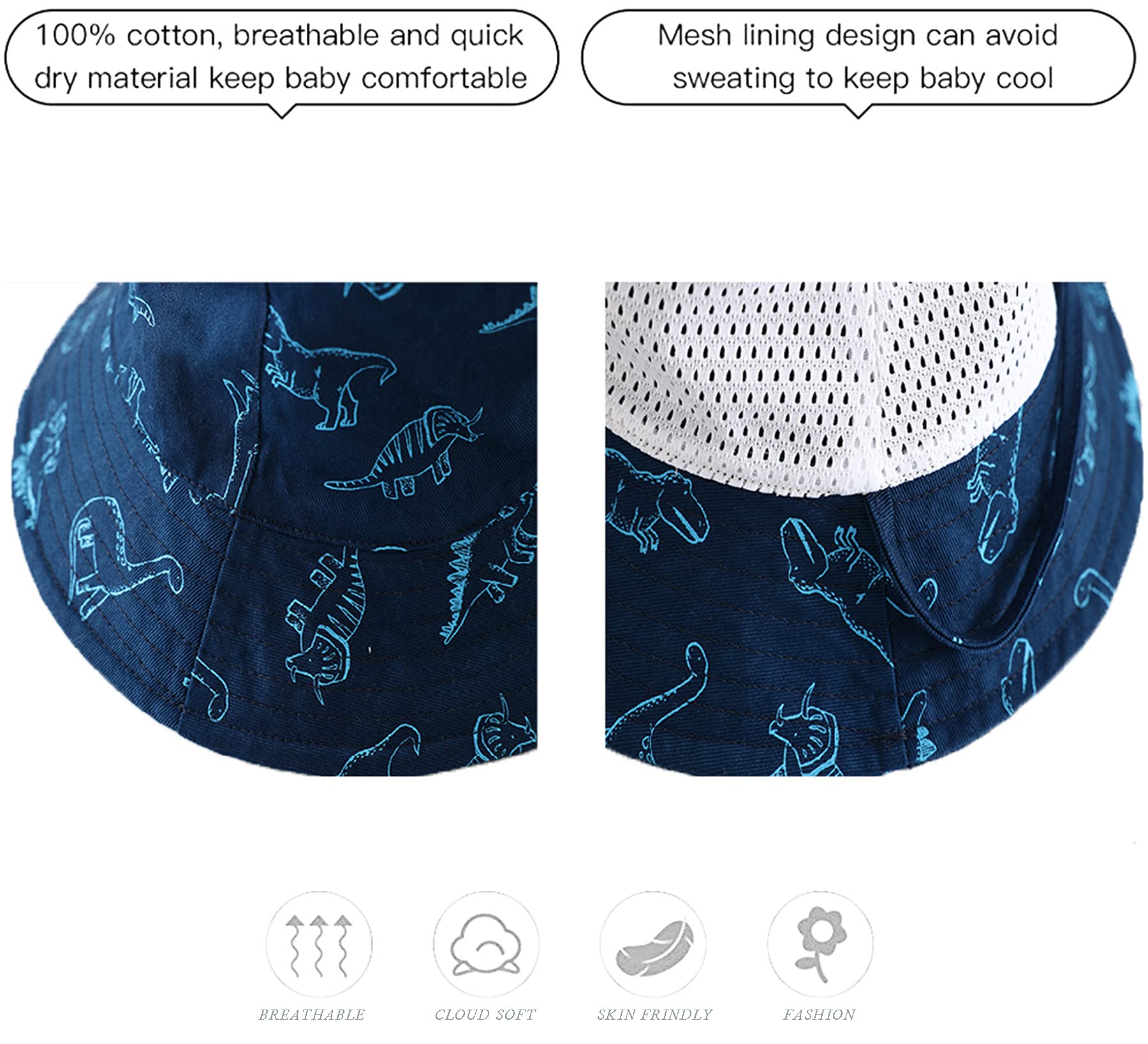UPF 50+ Baby Sun Hat for Toddlers - Wide Brim Bucket Hat for Boys & Girls - UV Protection Summer Beach Hat for Outdoor Play, Swimming, and Park Adventures
