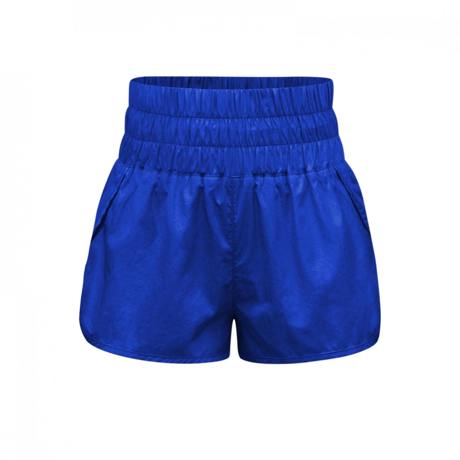 Women's High Waisted Running Shorts - Gym & Summer Workout Shorts in Blue