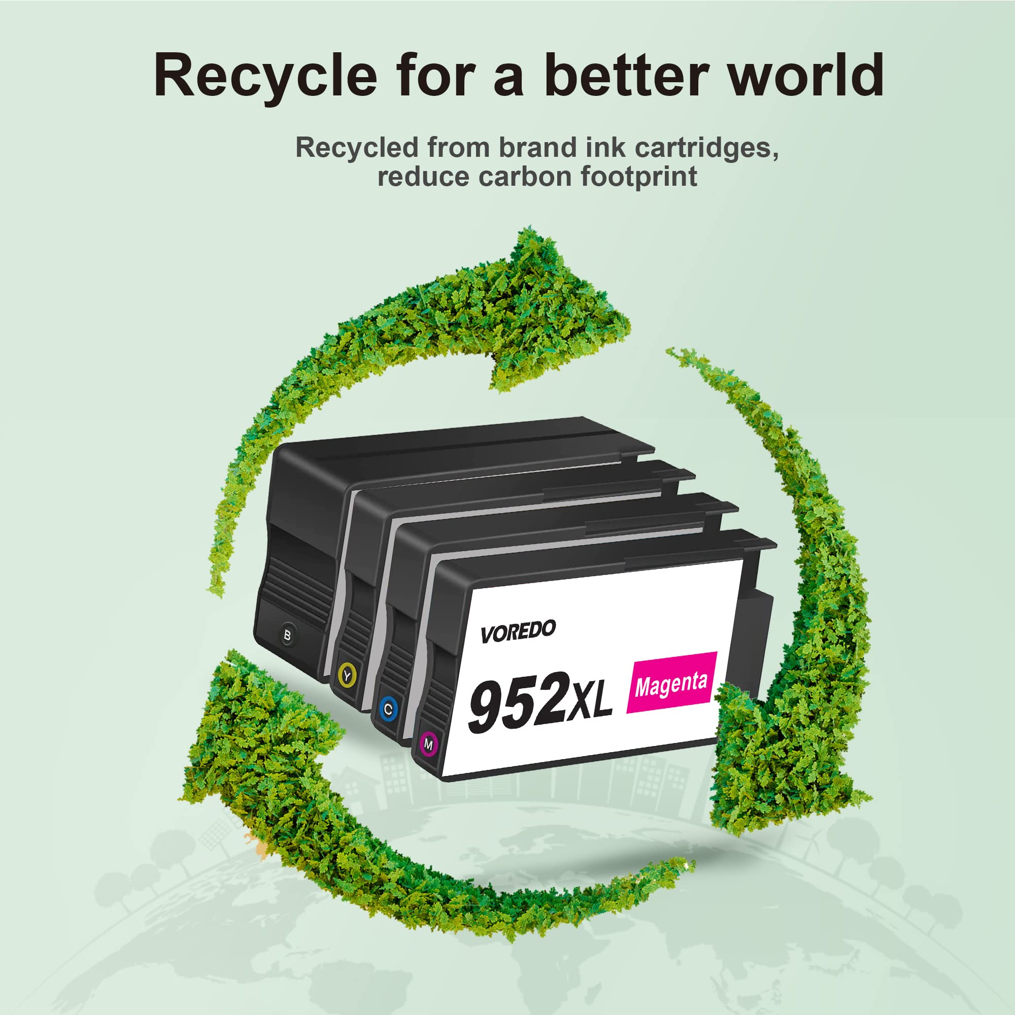 952XL Ink Cartridges Combo Pack - High Yield Replacement for HP 952 - Compatible with Officejet Pro 7740, 8210, 8710, 8720, 8740, 8715, 7720, 8725, 8730 Printers (Black, Cyan, Magenta, Yellow, 4-Pack) - Perfect for Home Office, School & Business Printing Needs