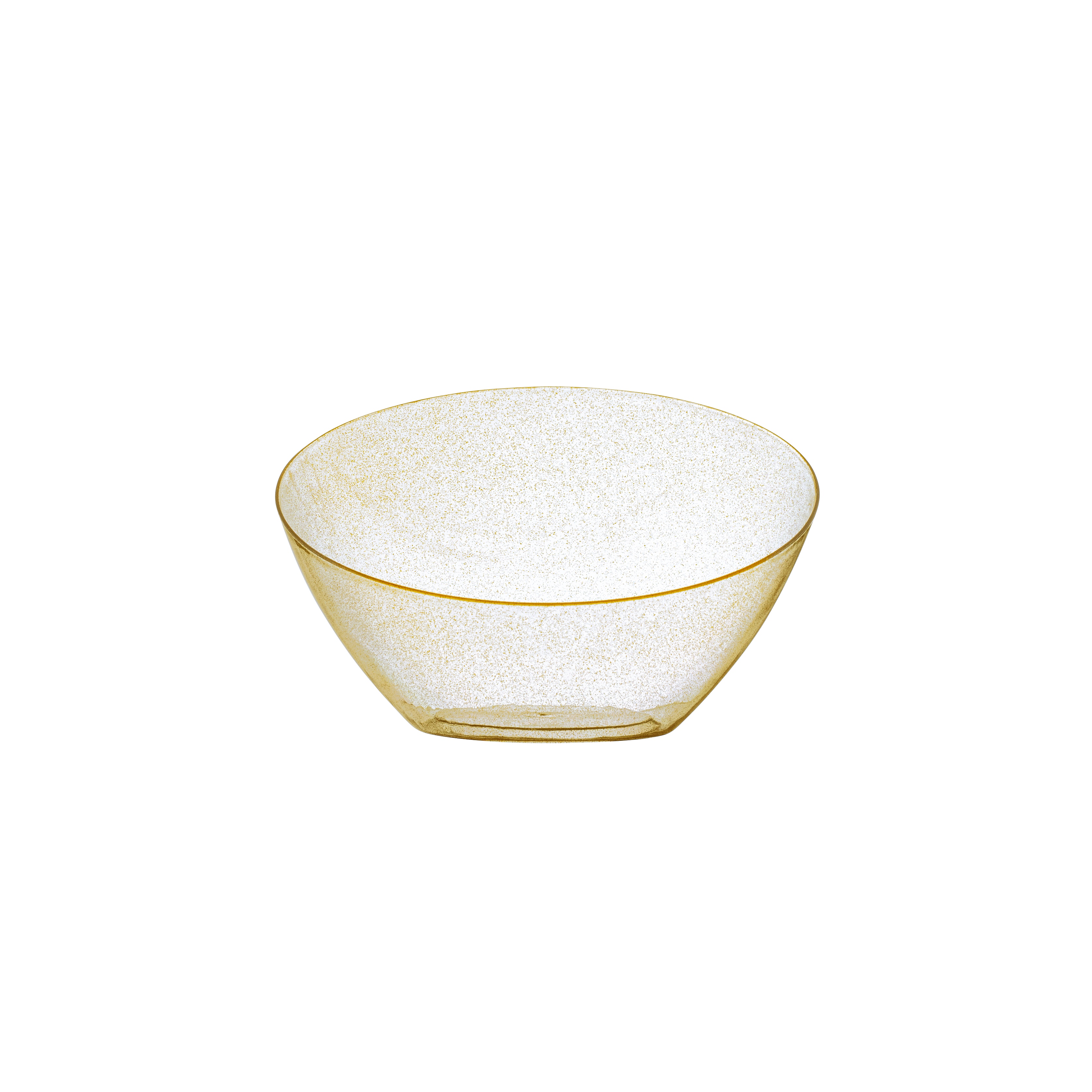 Clear & Gold Glitter Angled Plastic Serving Bowls - 5 Pack Set for Party, Wedding, Dessert & Candy Display - Dishwasher Safe Reusable Bowls