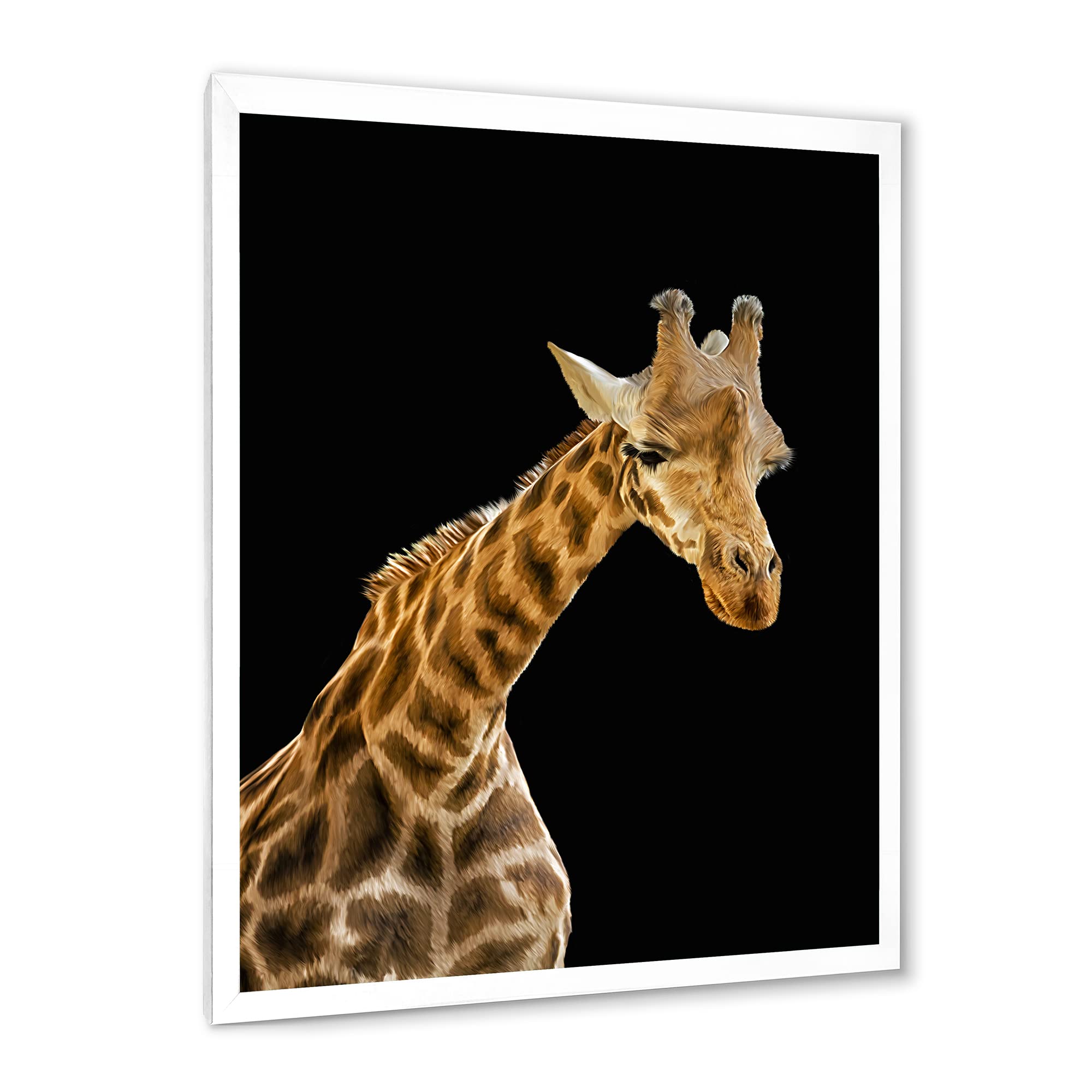 DesignQ Giraffe Portrait VI - Farmhouse Framed Wall Art Decor for Living Room, Bedroom & Office - Rustic Animal Painting Home Decor