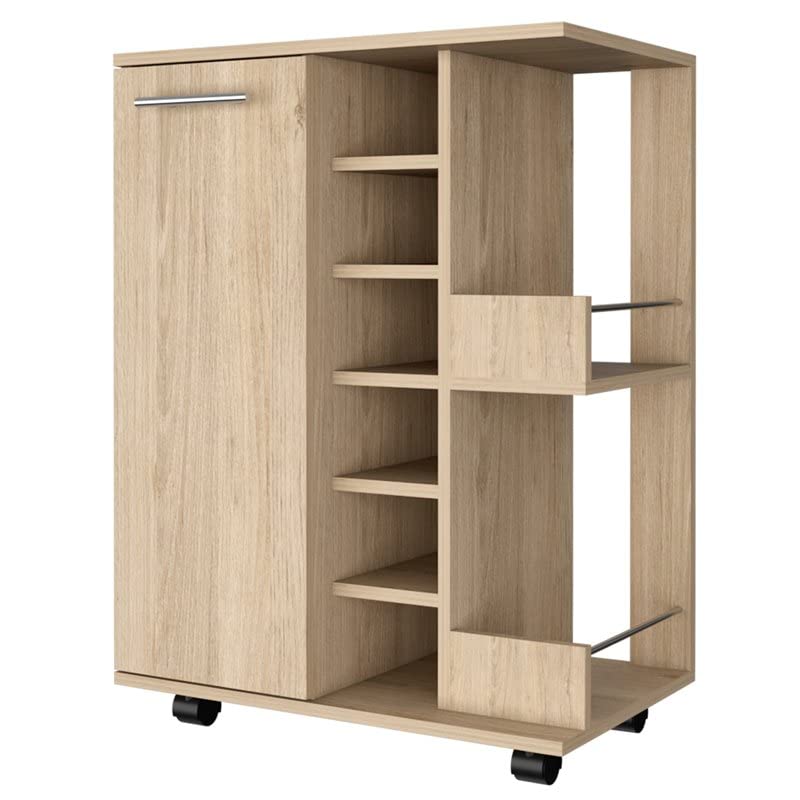 RST Brands Lindon MDF Veneer Bar Cabinet in Oak Finish - Stylish Home Bar Furniture for Living Room, Dining Room & Entertainment Areas