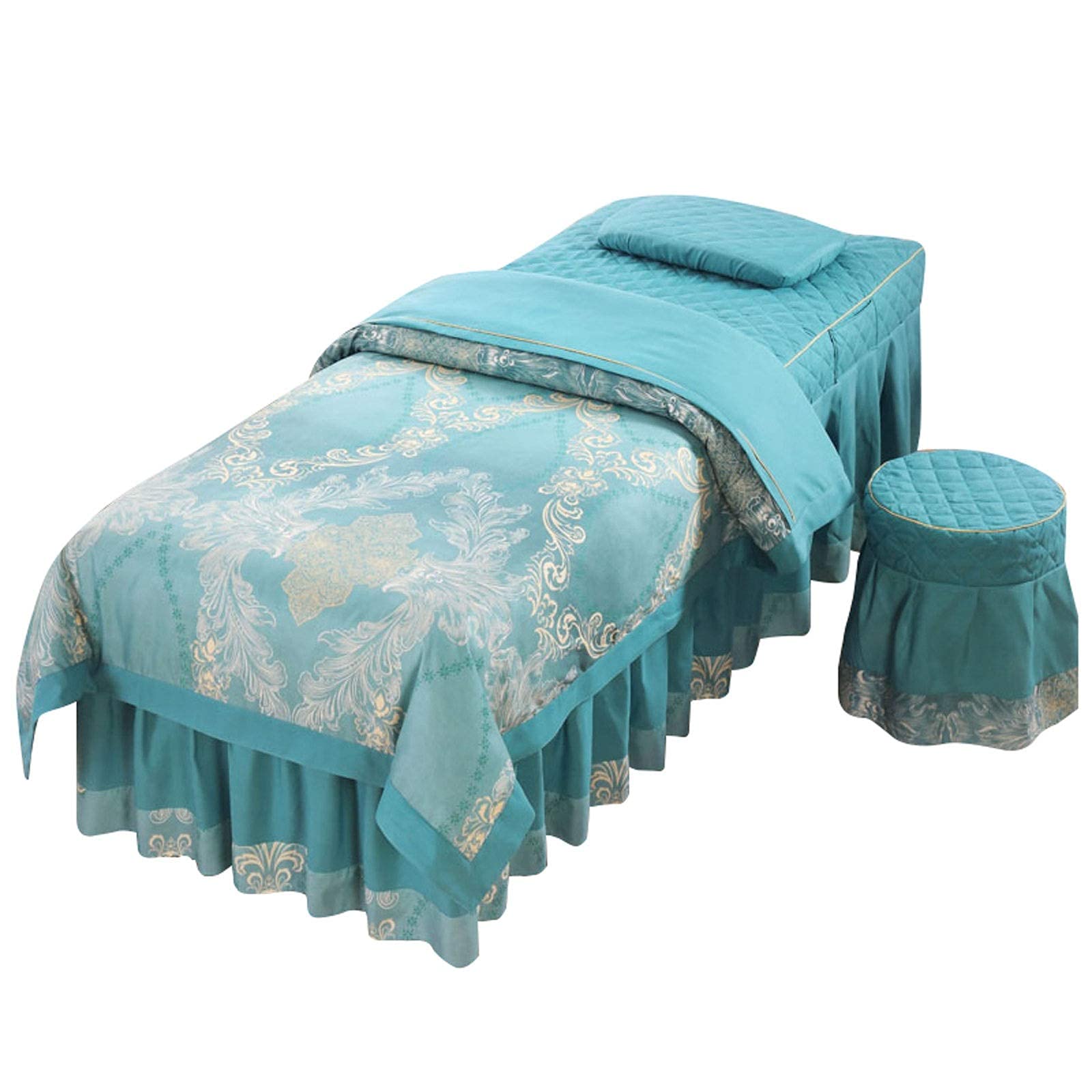 Premium 4-Piece Microfiber Massage Bed Sheet Set - Soft Beauty Bed Cover, European Style Physiotherapy Bedding (Blue, 70x180cm) for Spa, Salon & Home Relaxation