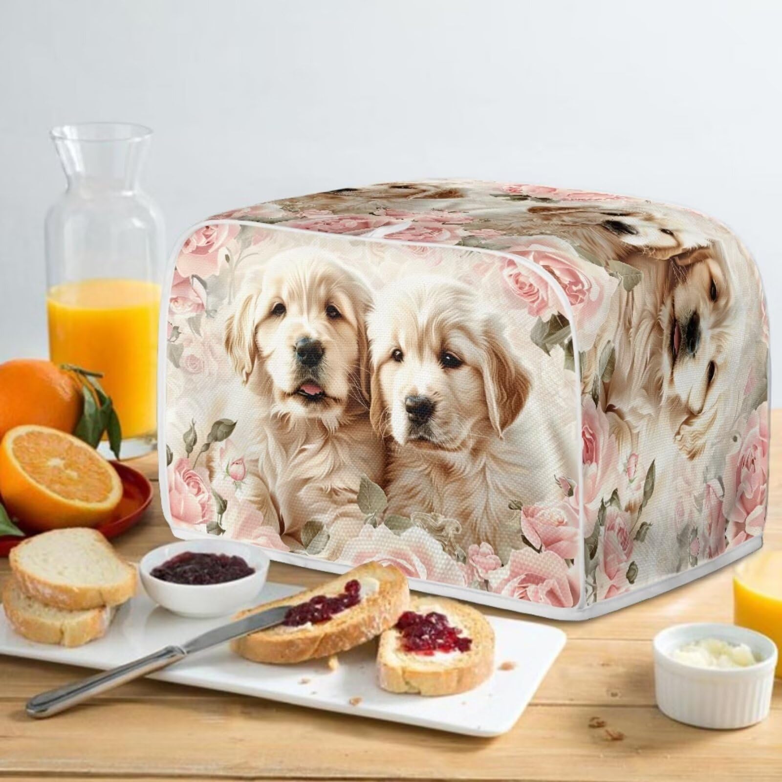 Golden Retriever Toaster Oven Cover for 4-Slice Toasters - Dust & Fingerprint Protection, Machine Washable Bakeware Protector - Perfect for Kitchen Countertop & Small Appliance Protection