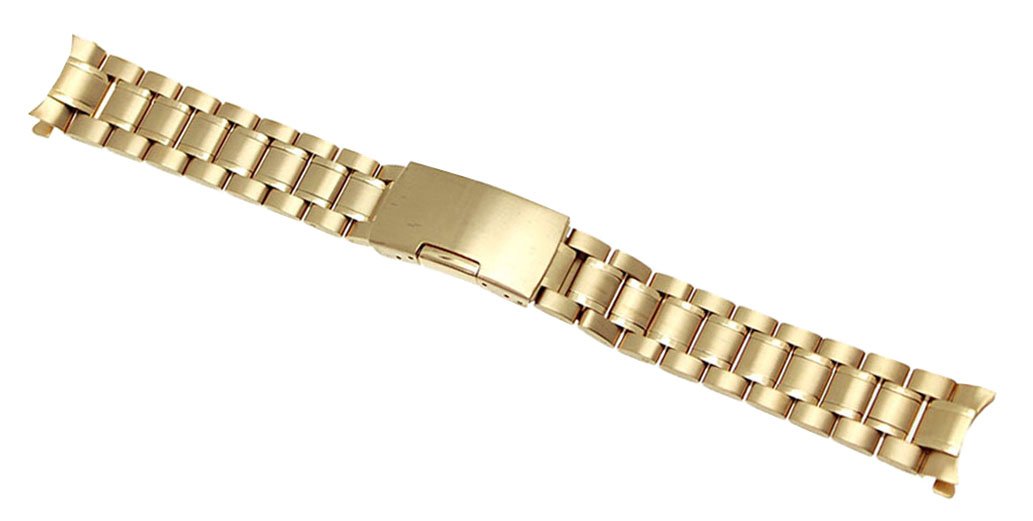 Stainless Steel Watch Band - Curved End Solid Links for Bracelet Watches | 4 Colors