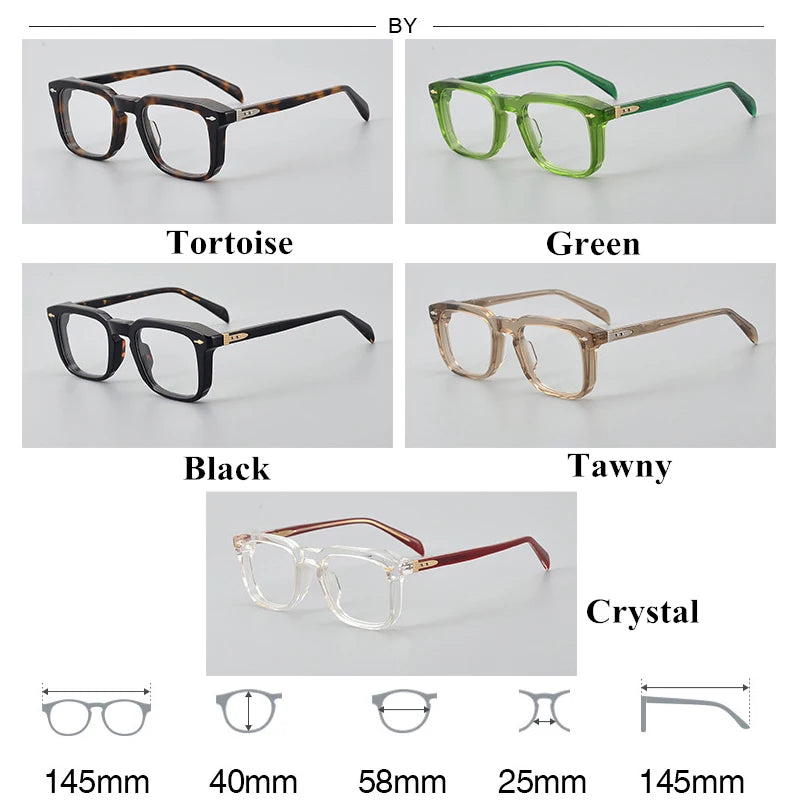 Stylish Unisex Black Acetate Square Frame Eyeglasses D002 - Perfect for Work, Reading & Fashion Accessories