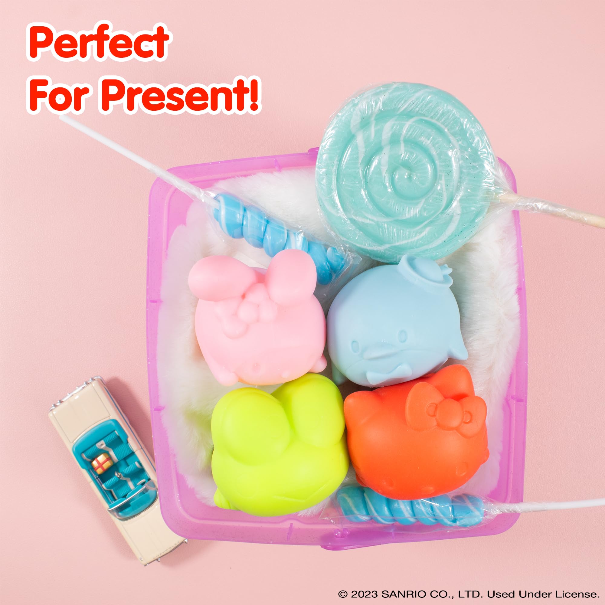 Sanrio Hello Kitty & Friends Squishy Sensory Fidget Toy - Stretchy Dough Pull, Soft Squeeze Ball for Hand Therapy, Stress Relief & Relaxation | Perfect Gift for Kids & Adults | Great for Anxiety Relief, Office Desk Toy & Classroom Sensory Play - Tuxedosam Design