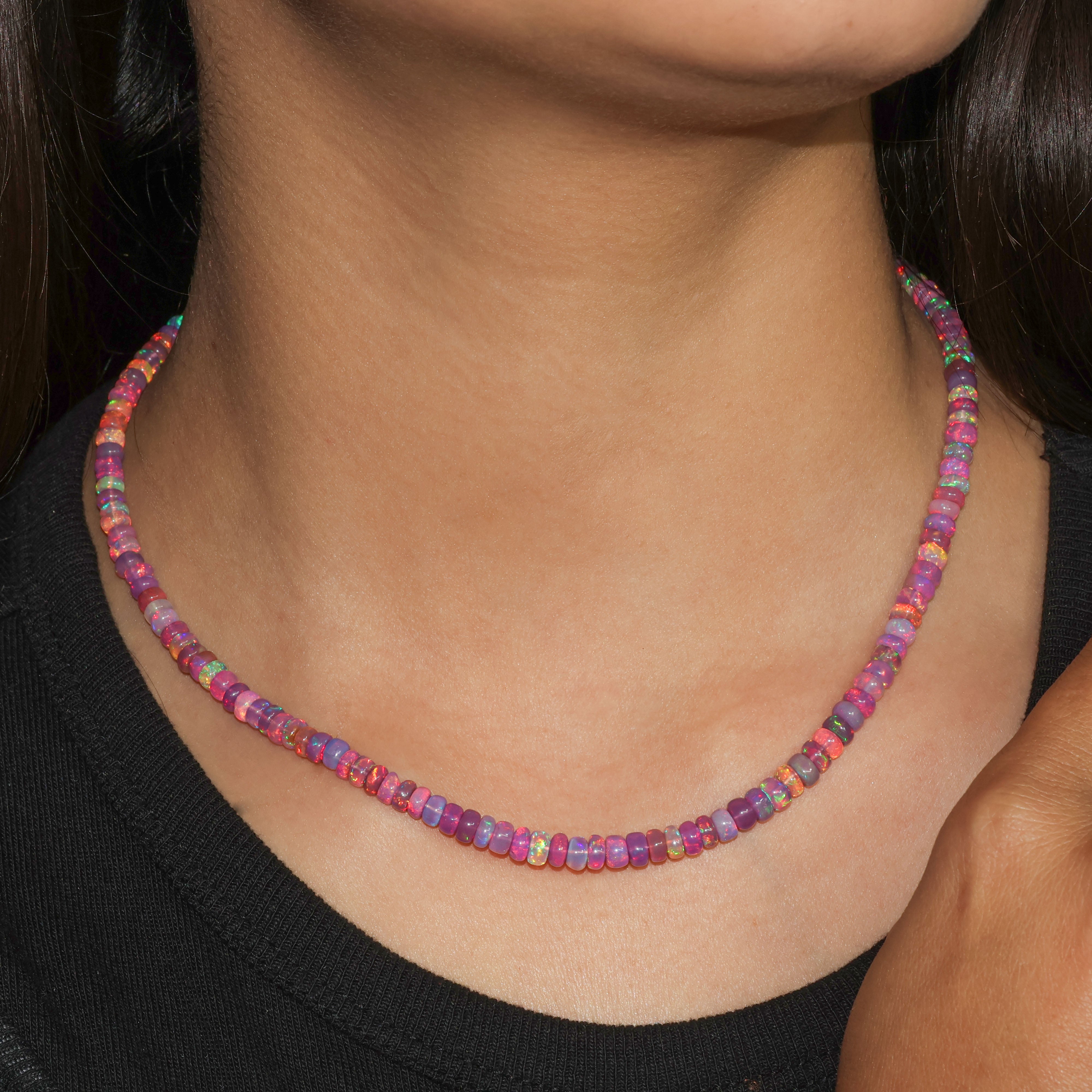Natural Purple Opal Dark Color Plain Beaded Necklace | Elegant Gemstone Jewelry for Women | Perfect for Parties, Weddings & Special Occasions