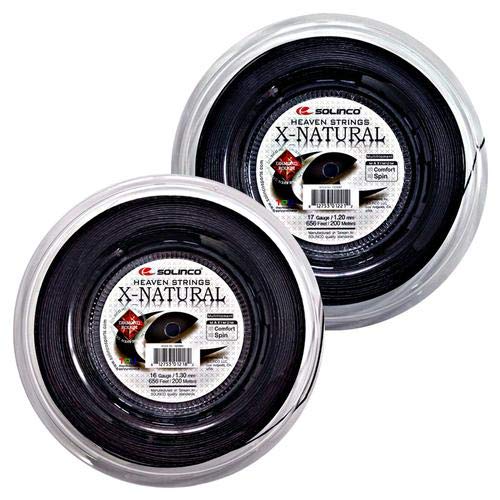 Solinco X-Natural Tennis String Reel 17G Black - High Performance Natural Gut String for Tennis Rackets | Perfect for Competitive Play & Training Sessions
