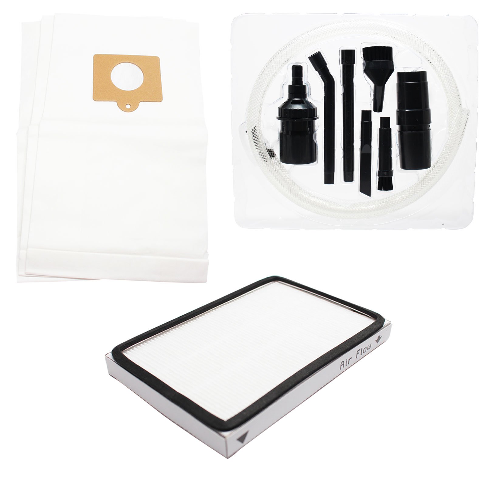 6 Vacuum Bags & 3 HEPA Filters with 7-Piece Micro Vacuum Attachment Kit - Replacement for Kenmore 11622823300, Compatible with Kenmore 50558/5055/50557 Type C Bags & 86889/EF-1 Filters - Perfect for Home Cleaning, Pet Hair Removal, and Allergen Reduction