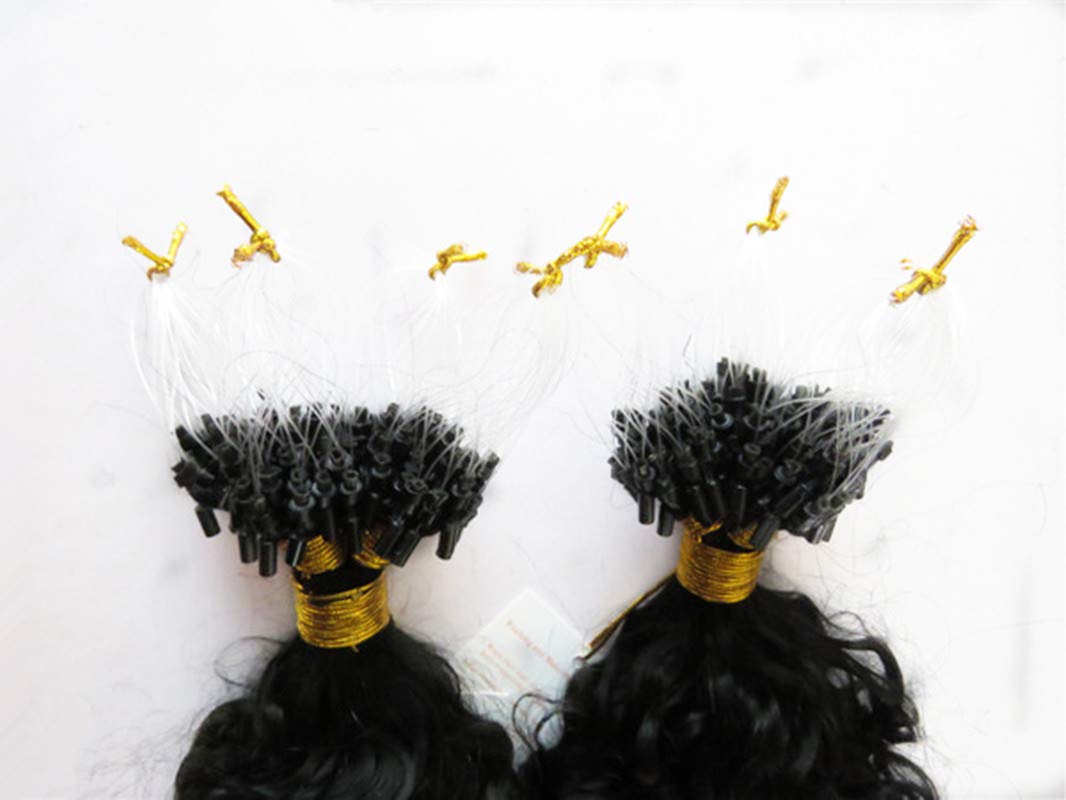 Brazilian Human Hair Extensions 22 Inch - 100pcs Natural Curly Micro Loop Ring Hair (1g/pcs) for Styling & Volume - Perfect for Daily Wear, Parties & Special Occasions