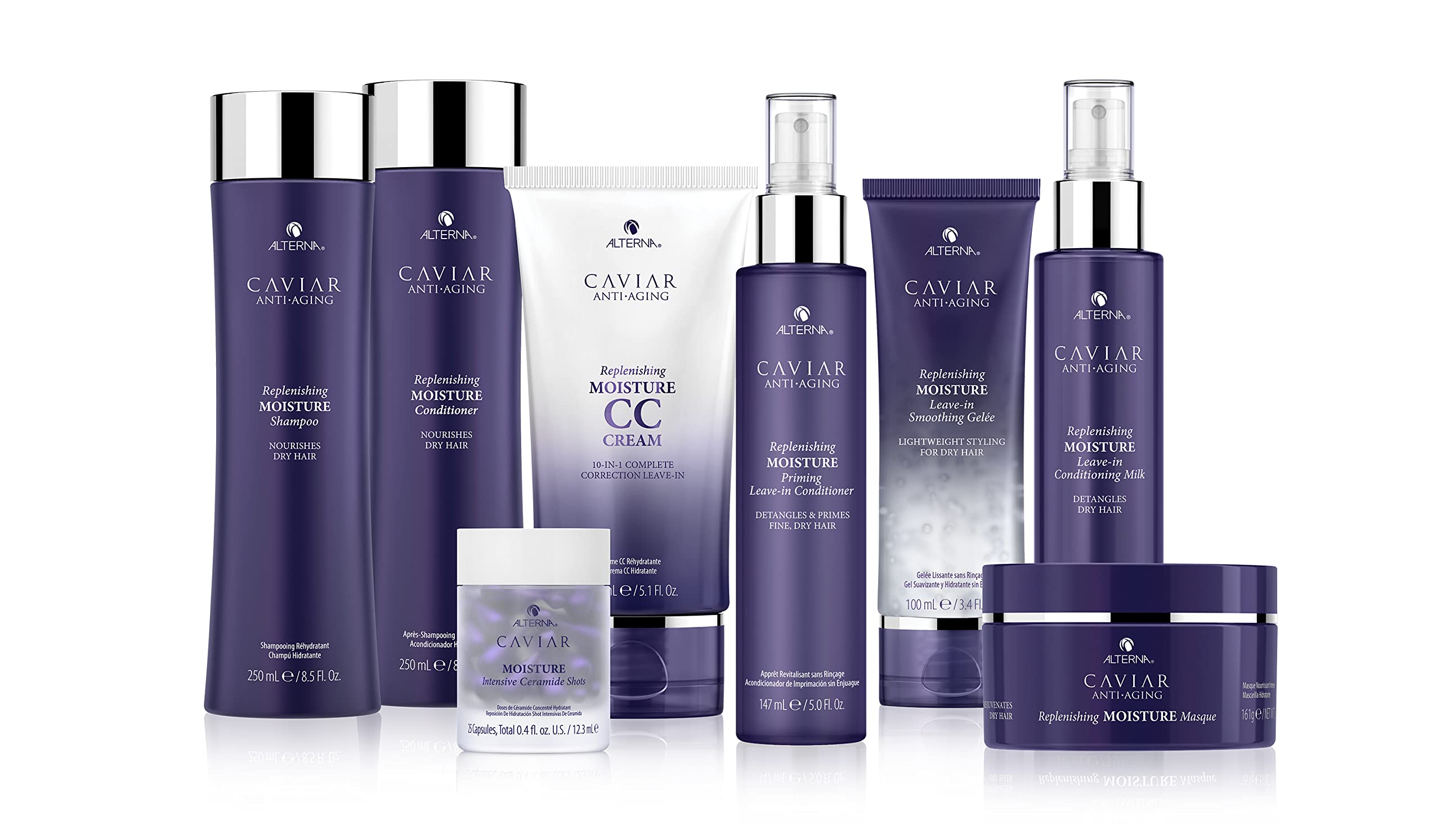 Alterna Haircare CAVIAR Anti-Aging Replenishing Moisture Shampoo & Conditioner Set with CC Cream | Sulfate-Free Formula for Hydration & Repair | Perfect for Dry, Damaged Hair | Salon-Quality Hair Care Regimen for Women & Men