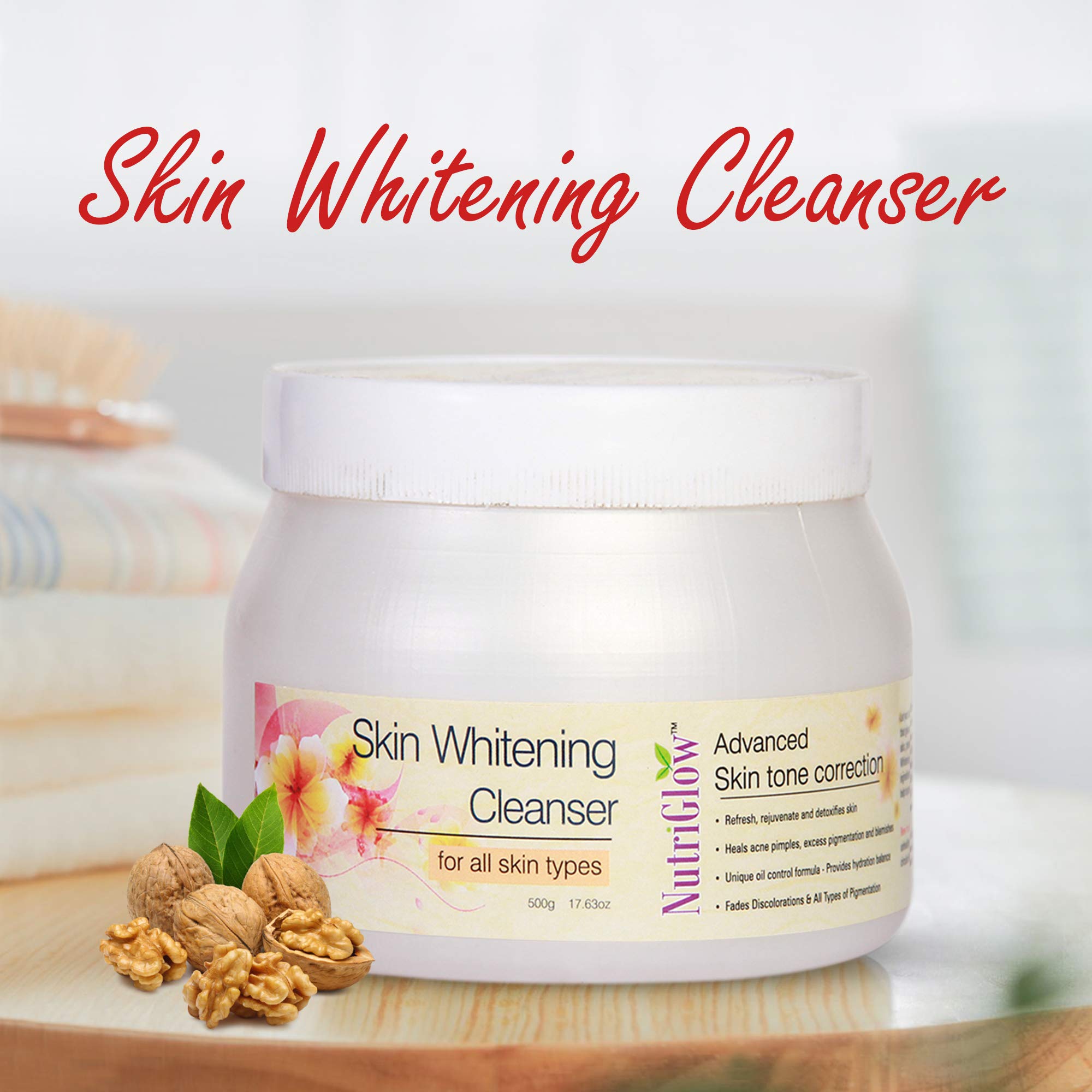 NutriGlow Skin Whitening Facial Cleanser - Anti-Pigmentation, Acne Treatment & Oil Control for Clear, Radiant Skin | 500g | Perfect for Daily Skincare Routine & Post-Acne Care