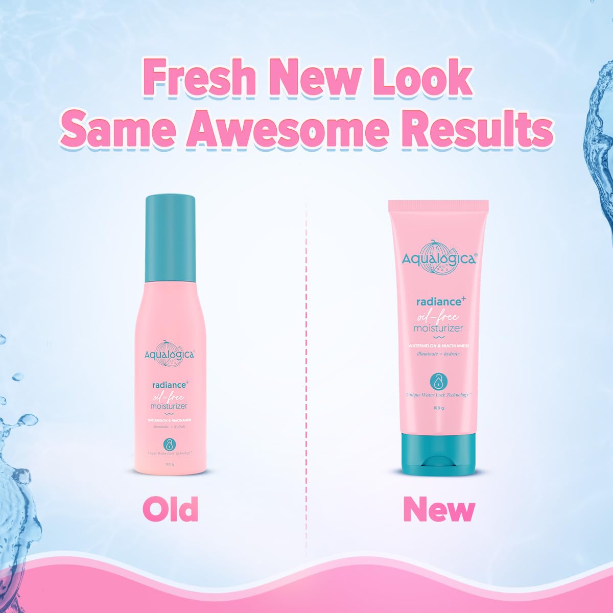 Aqualogica Radiance+ Oil-Free Moisturizer with Watermelon & Niacinamide - 100g | Hydrating Face Cream for Combination Skin | Deeply Nourishes & Brightens Skin for Men & Women | Perfect for Daily Skincare Routine & Glowing Complexion