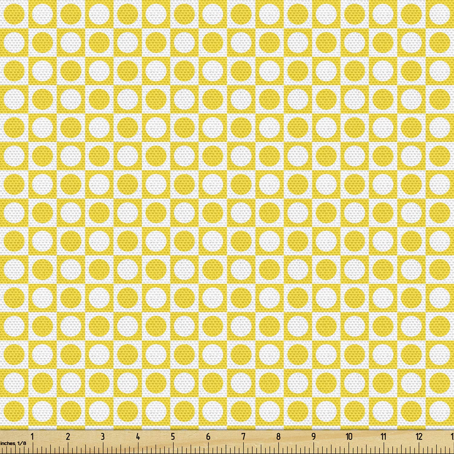 Ambesonne Yellow Fabric - Modern Geometric Print for Upholstery & Home Decor