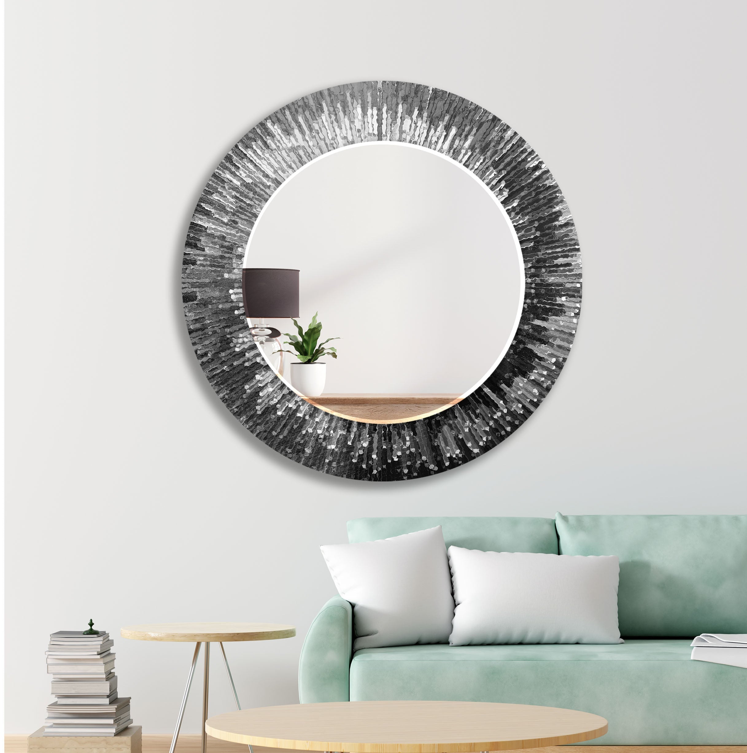 Stylish Black Splash Wall Mirror - Modern Decorative Bathroom & Living Room Mirror for Home Decor - Perfect for Vanity, Entryway, and Bedroom Accent