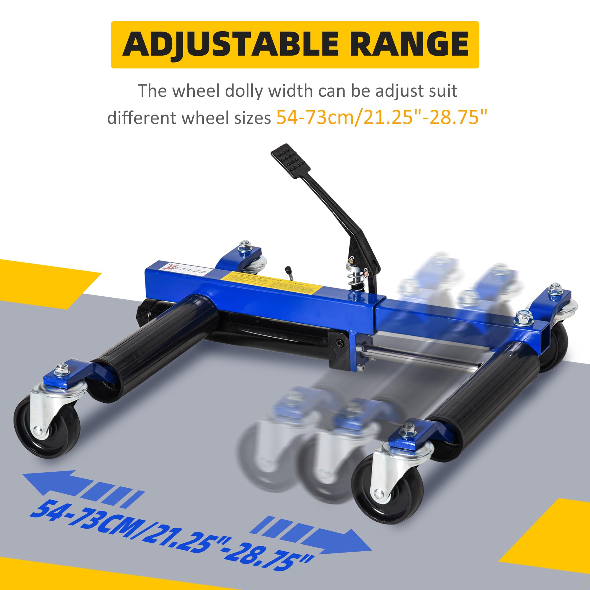 DURHAND 1500LBS Hydraulic Wheel Dolly with Ratcheting Foot Pedal - Heavy Duty Car Jack for Vehicle Positioning, Car, Truck, RV & Trailer (Set of 1) - Perfect for Garage Repairs, Auto Maintenance & Tire Changes