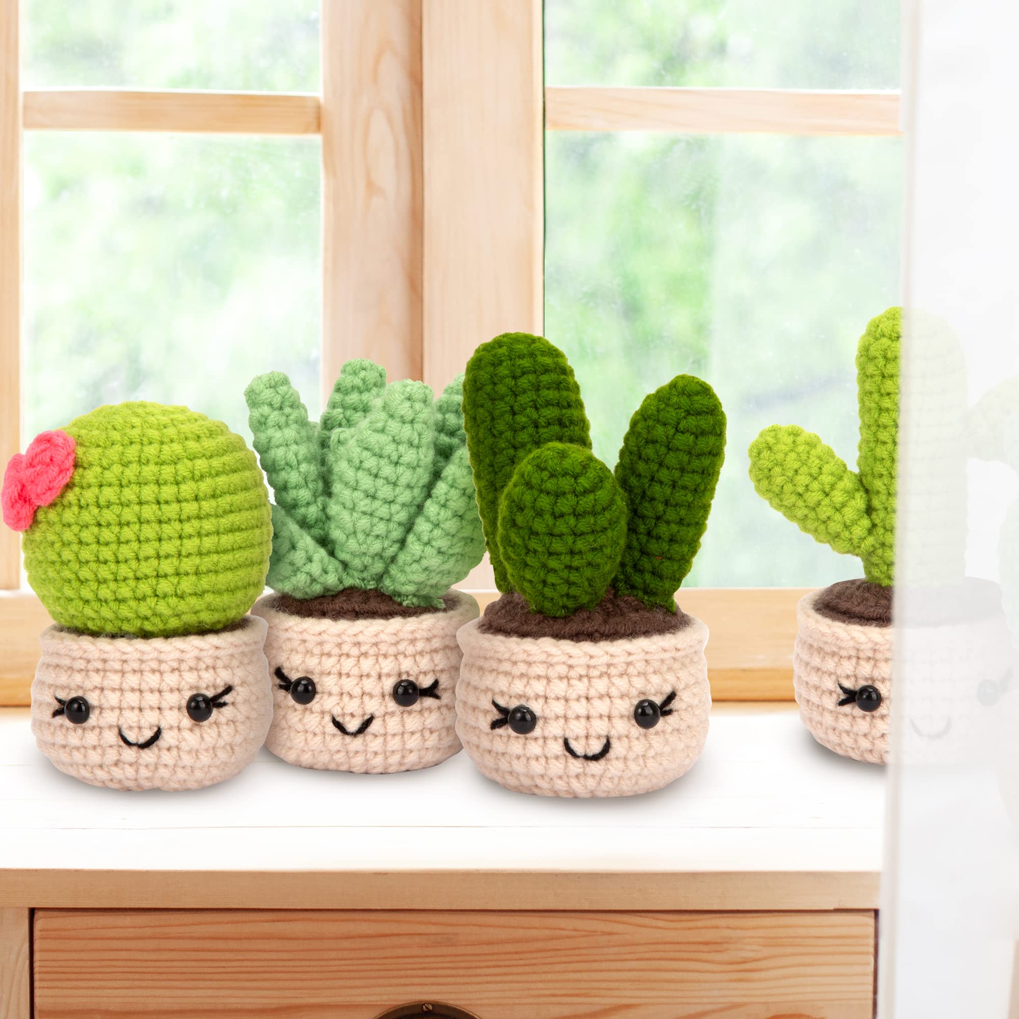 Karsspor Beginner Crochet Kit for Adults - 6 Piece Succulent Crochet Set with Step-by-Step Instructions & Video Tutorials | Complete DIY Crochet Starter Kit for Beginners (Patented) | Perfect for Home Decor, Gifts & Relaxation