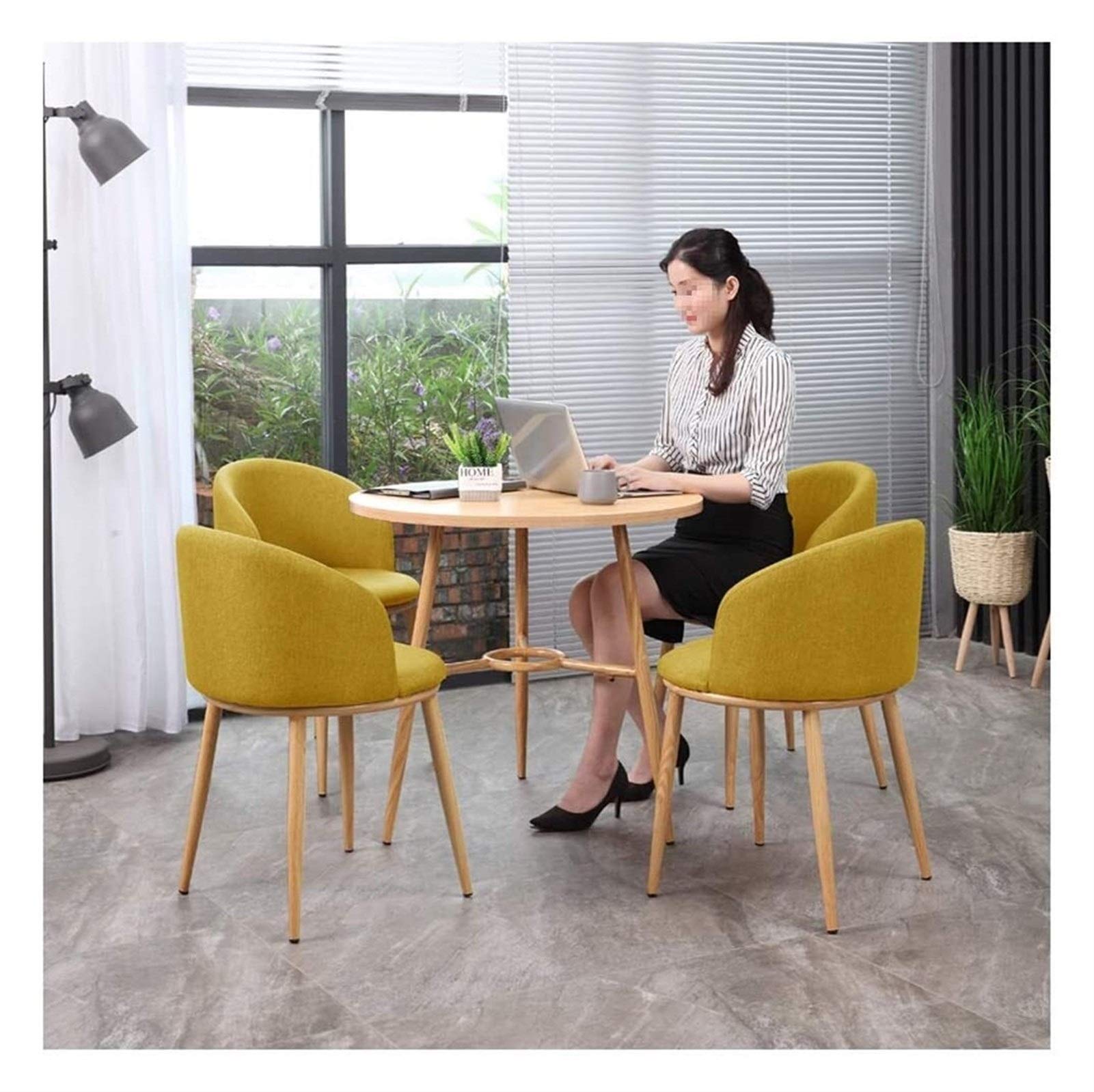 Modern 5-Piece Office Reception Table and Chair Set - 80cm Round Dining Table with 4 Chairs for Club, Lounge, Meeting Room & Coffee Break - Durable & Stylish Office Furniture for Professional Spaces