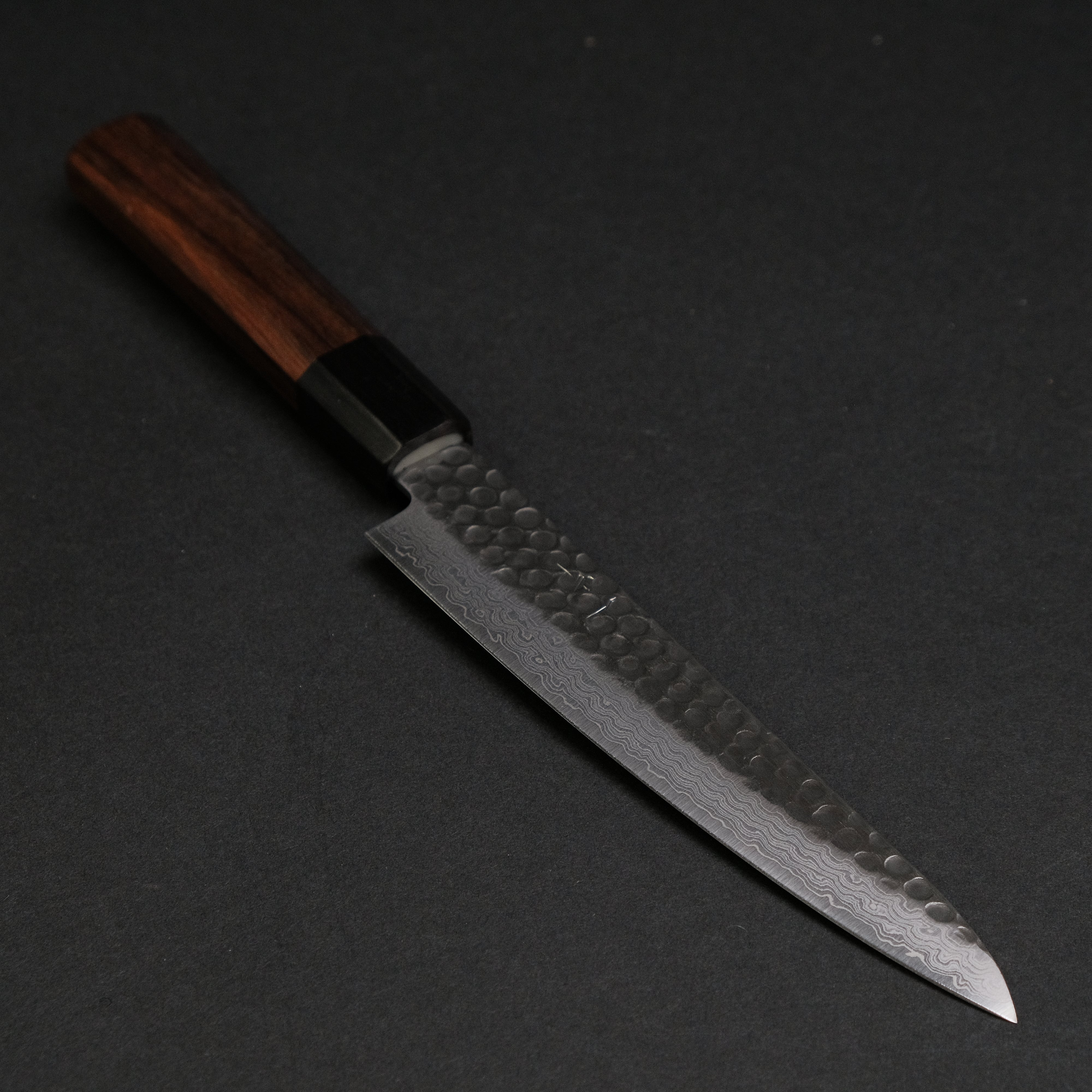 Hitohira HG Tsuchime Damascus Petty Knife 150mm - Japanese Chef Knife with Rosewood Handle - Perfect for Slicing, Chopping & Precision Kitchen Tasks
