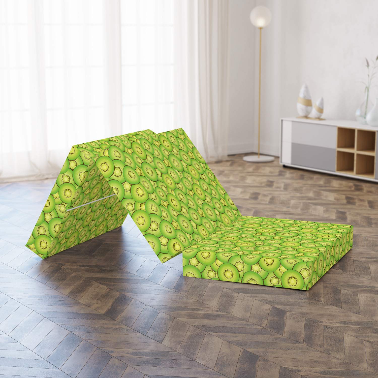 Ambesonne Kiwi Foldable Mattress - Exotic Fruit Slices Design, 74.8