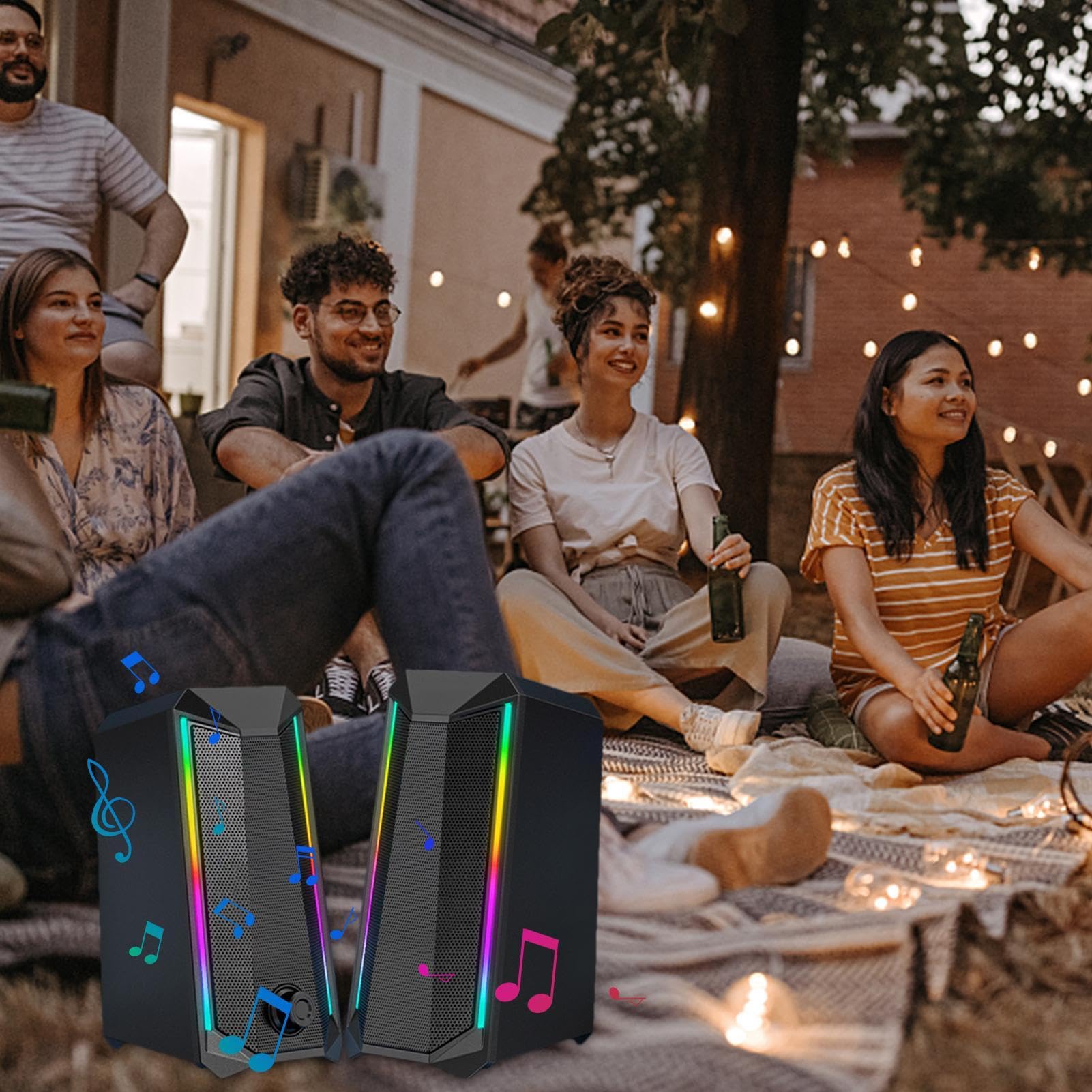Streysisl RGB PC Speakers with Volume Control | Enhanced Sound for Gaming & Music, Adjustable Monitor Speakers for Desktop & Home Office Setup