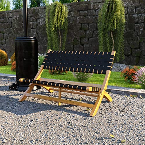 Patio Sense 63291 Folding Bench - Solid Acacia Wood Indoor/Outdoor Portable Seat with Teak Oil Finish | No Assembly Required | Perfect for Patio, Garden, Deck & Small Space Living