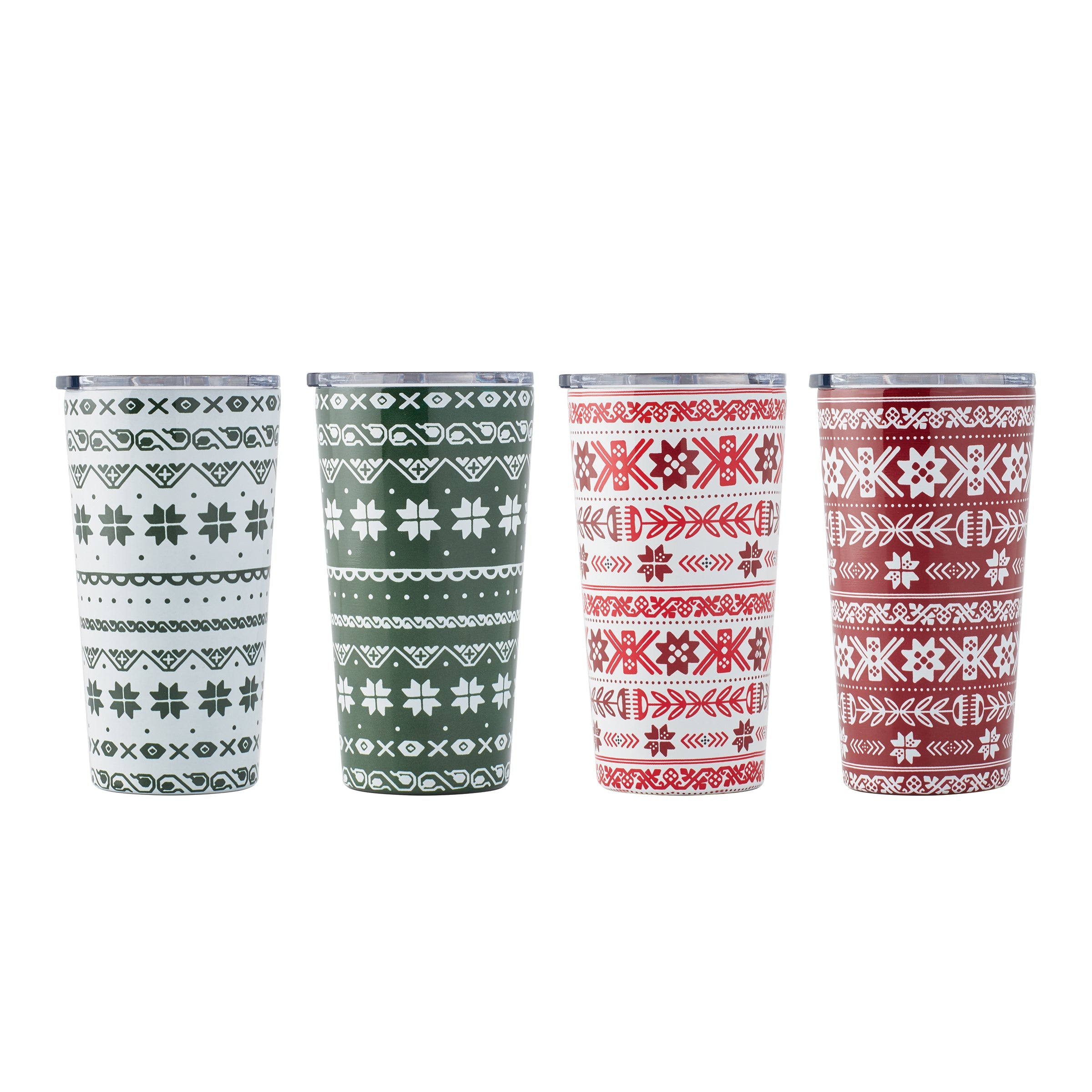 Fair Isle Highball Glasses Set of 4 - 12oz Crystal Clear Drinking Glasses for Cocktails, Whiskey, and Beverages - Perfect for Home Bars, Parties, and Gifts