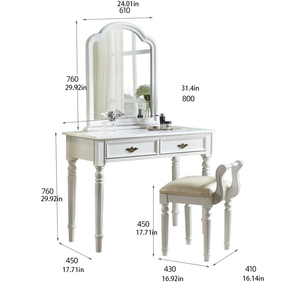 Modern Vanity Bench Set with Storage - Minimalist Makeup Desk for Bedroom - Women's Dressing Table (Perfect for Small Spaces & Daily Beauty Routine)