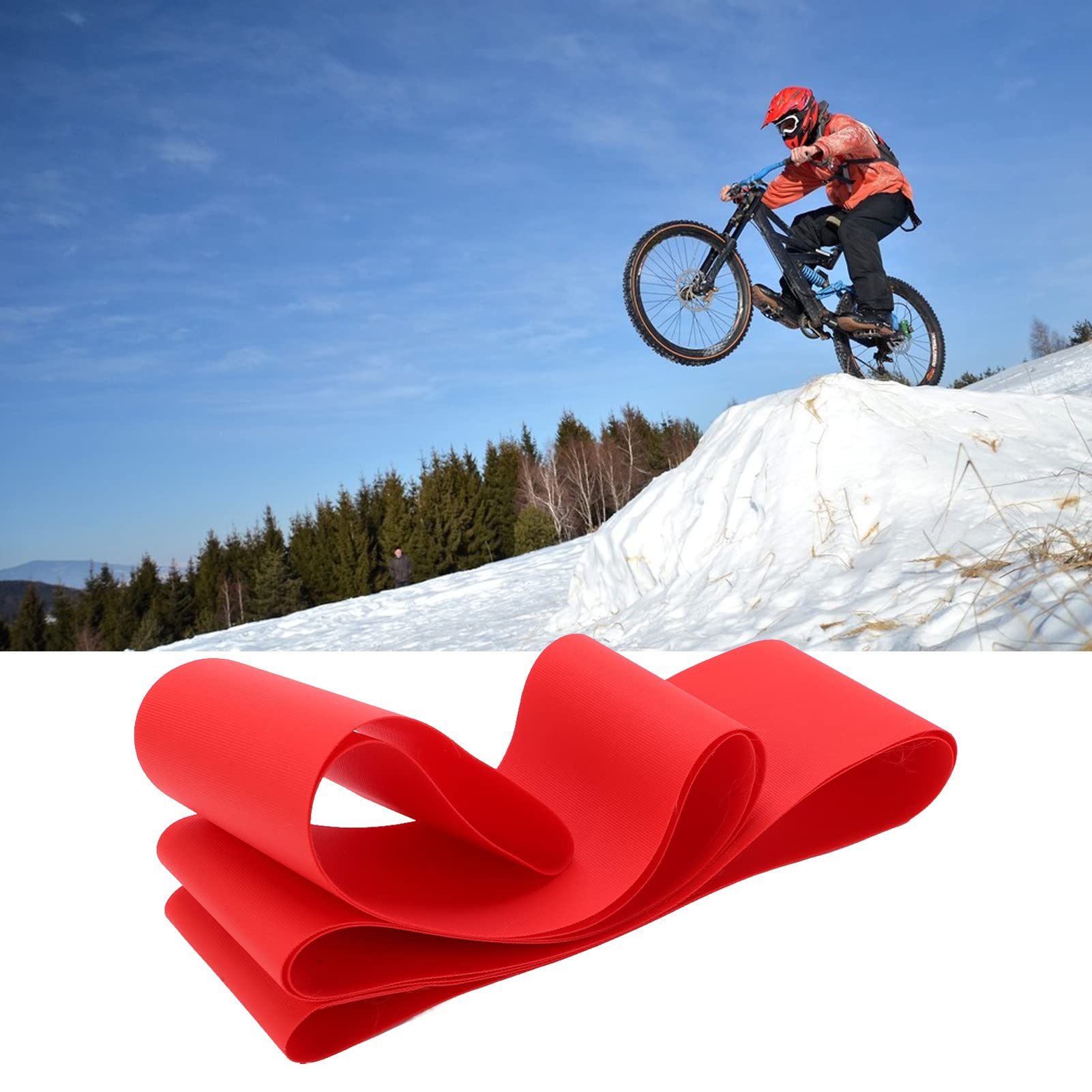 BORDSTRACT 65mm Wide PVC Bicycle Rim Strips - 26 Inch Bike Tire Protective Liner for Mountain, Road & Folding Bikes - Anti-Puncture Inner Tube Cushion (Red) | Perfect for Commuting, Trail Riding & Urban Cycling