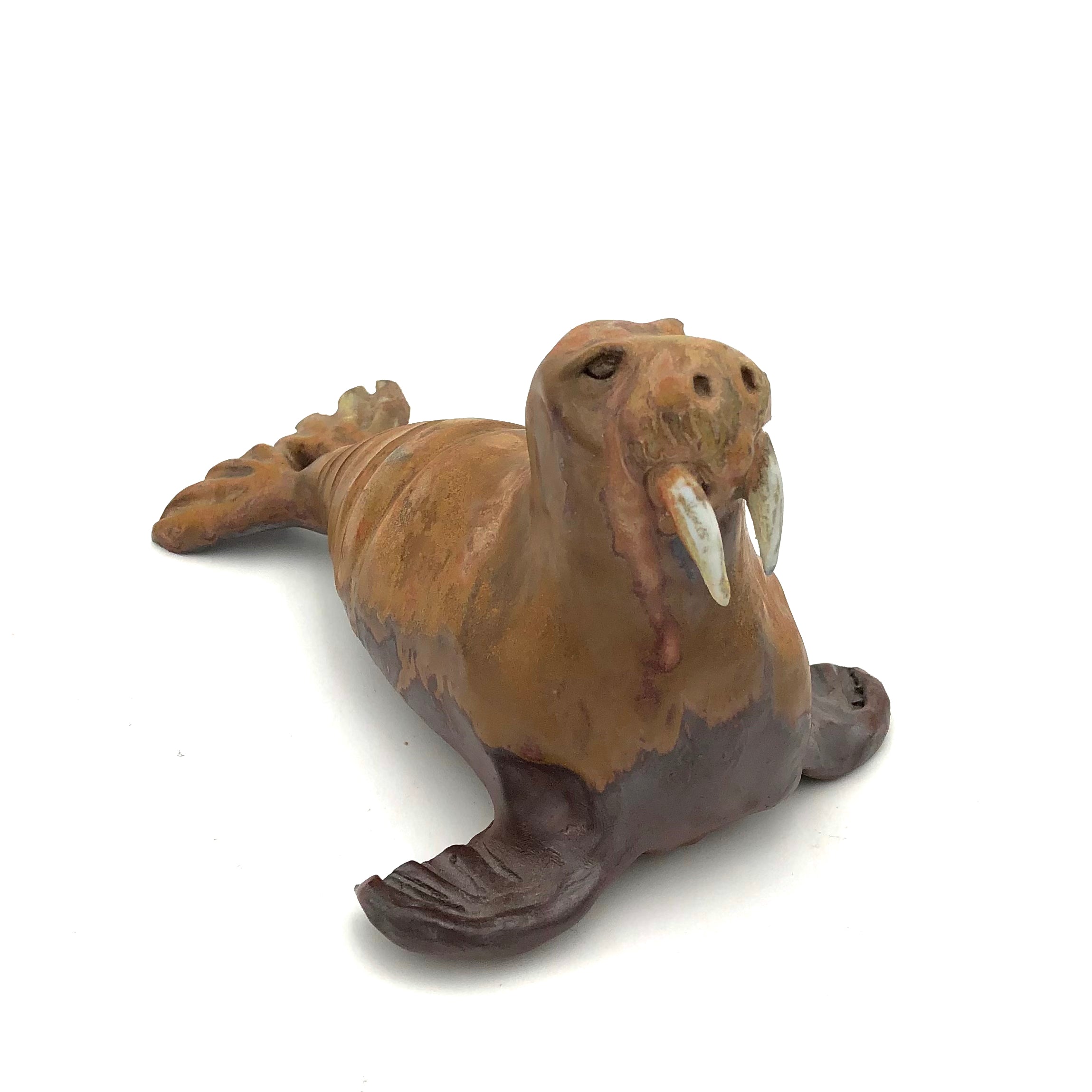 Brian Horsch Wood Fired Ceramic Sculpture - Handcrafted Small Walrus Statue for Home Decor, Office Display & Art Collection | Unique Ceramic Art Gift for Animal Lovers